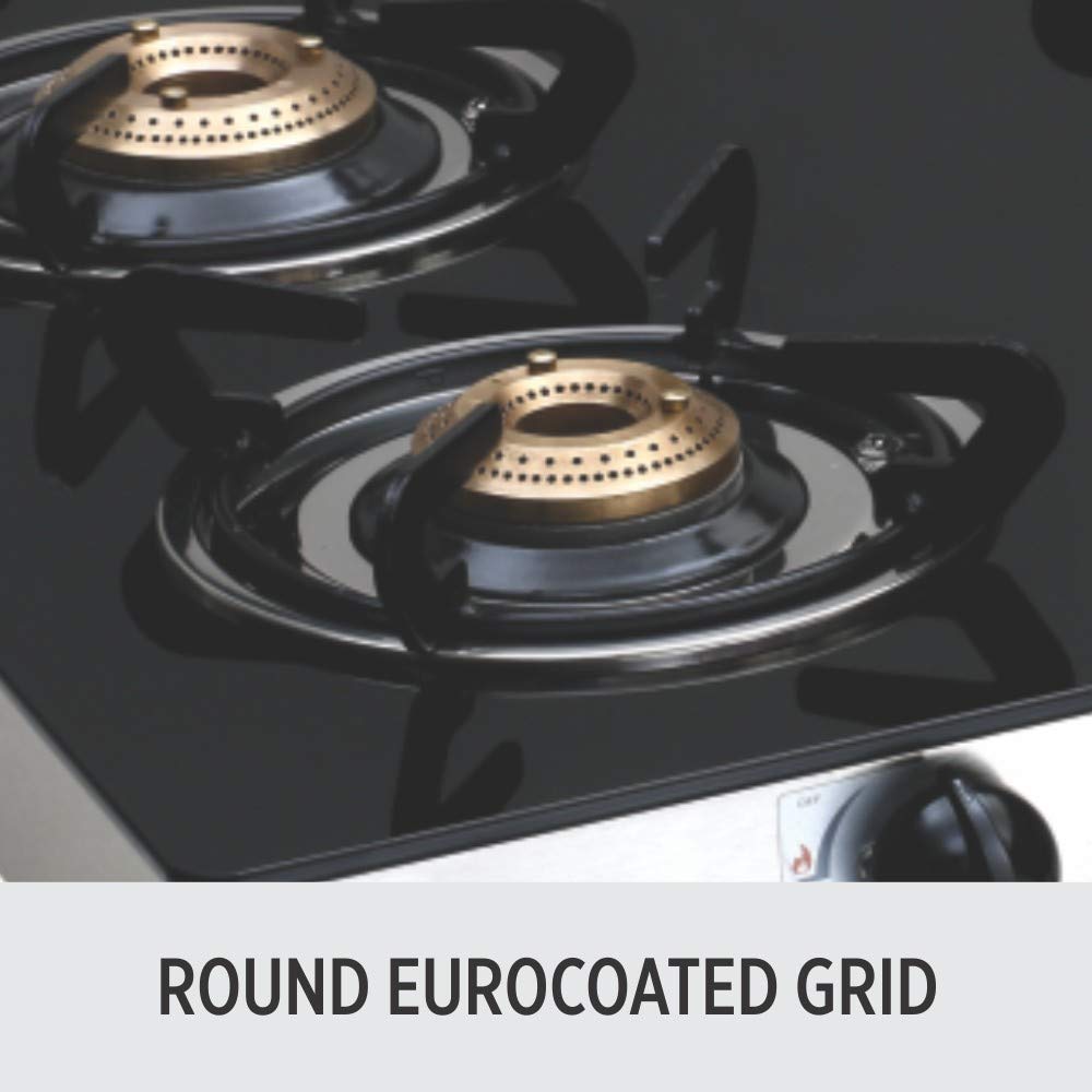 elica 594 CT VETRO BK Glass Top 4 Burner Manual Gas Stove (Round Euro Coated Grid, Black)_9
