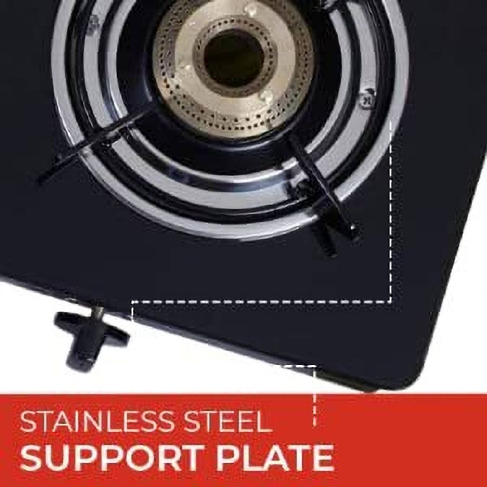 elica 594 CT VETRO BK Glass Top 4 Burner Manual Gas Stove (Round Euro Coated Grid, Black)_12