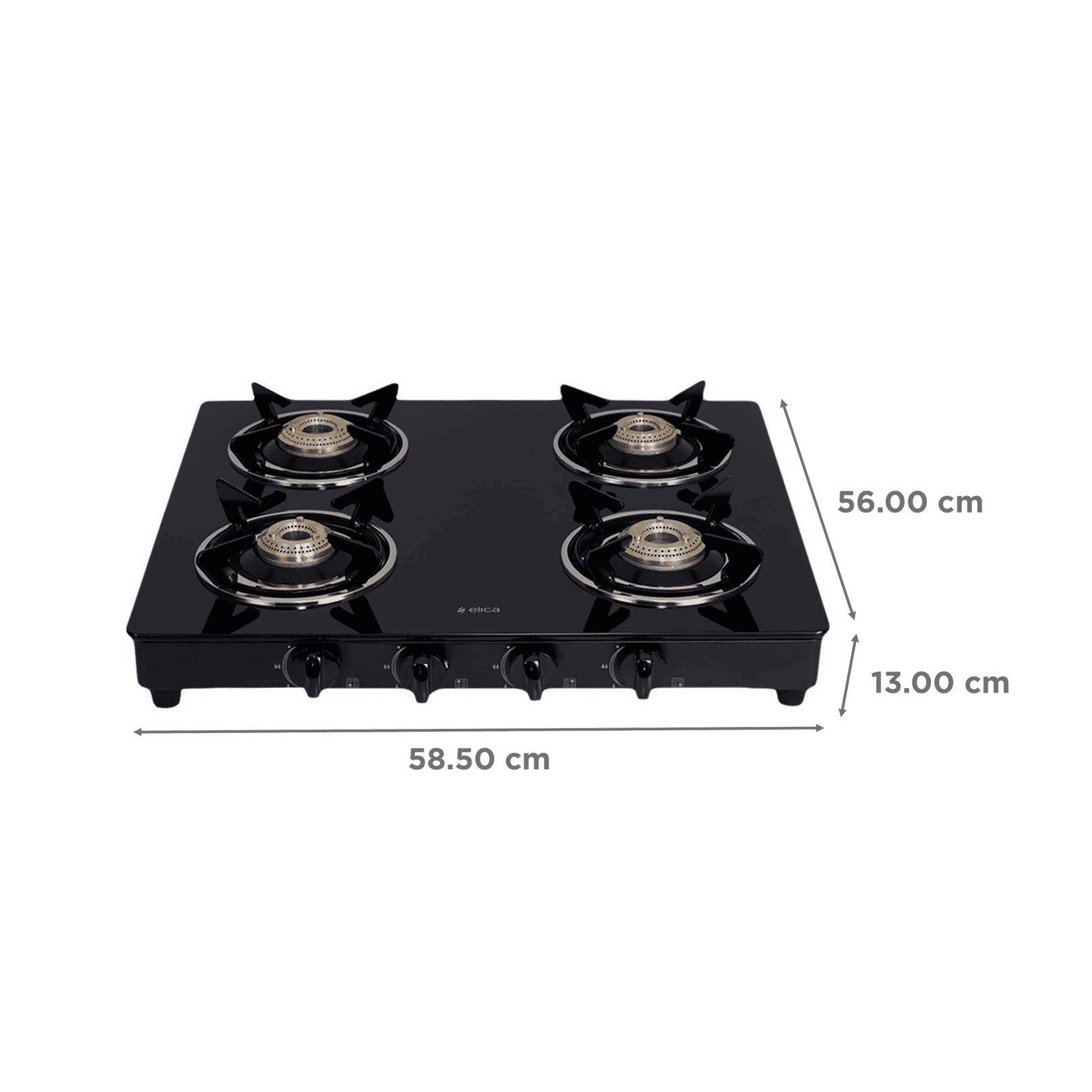 elica 594 CT VETRO BK Glass Top 4 Burner Manual Gas Stove (Round Euro Coated Grid, Black)_2