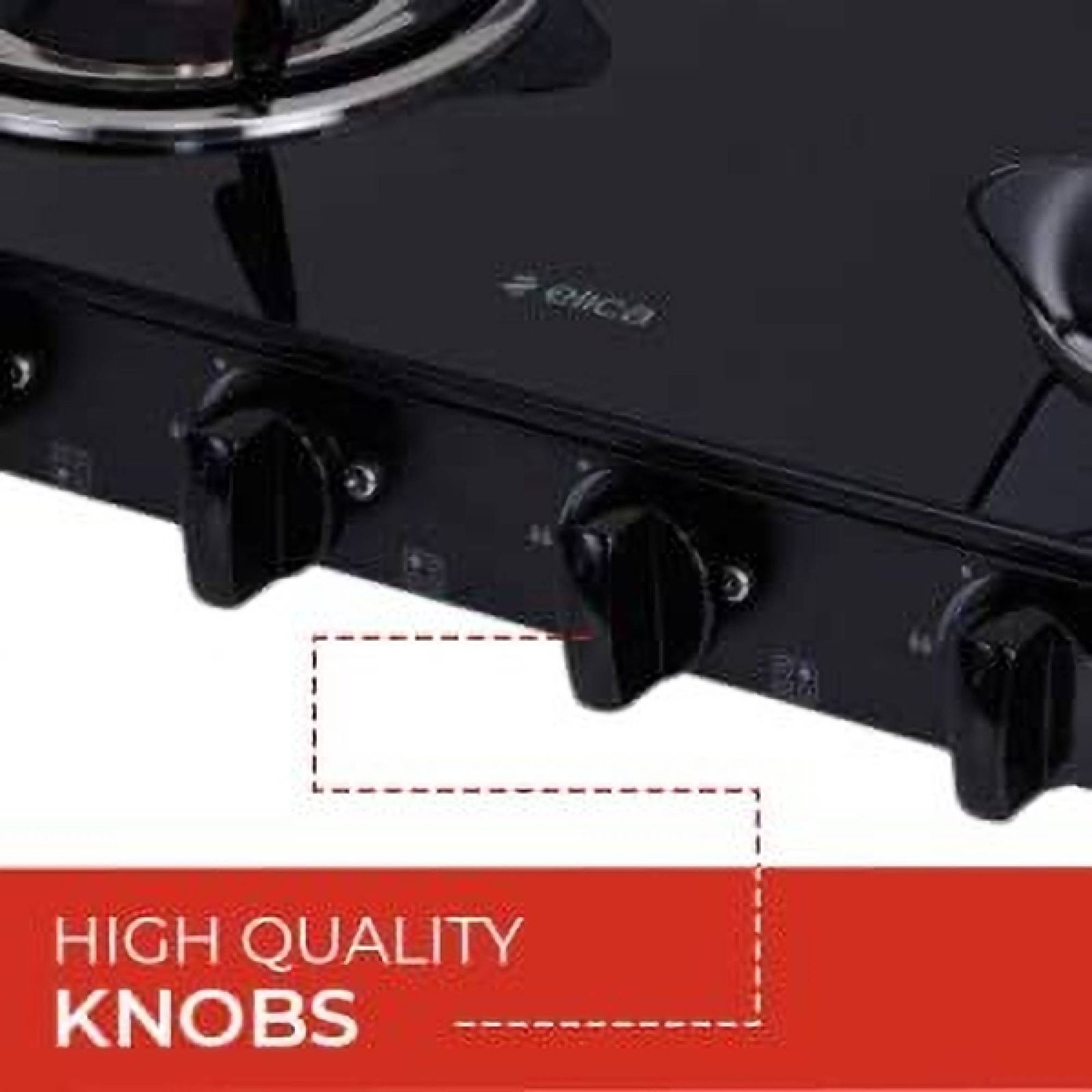 elica 594 CT VETRO BK Glass Top 4 Burner Manual Gas Stove (Round Euro Coated Grid, Black)_6