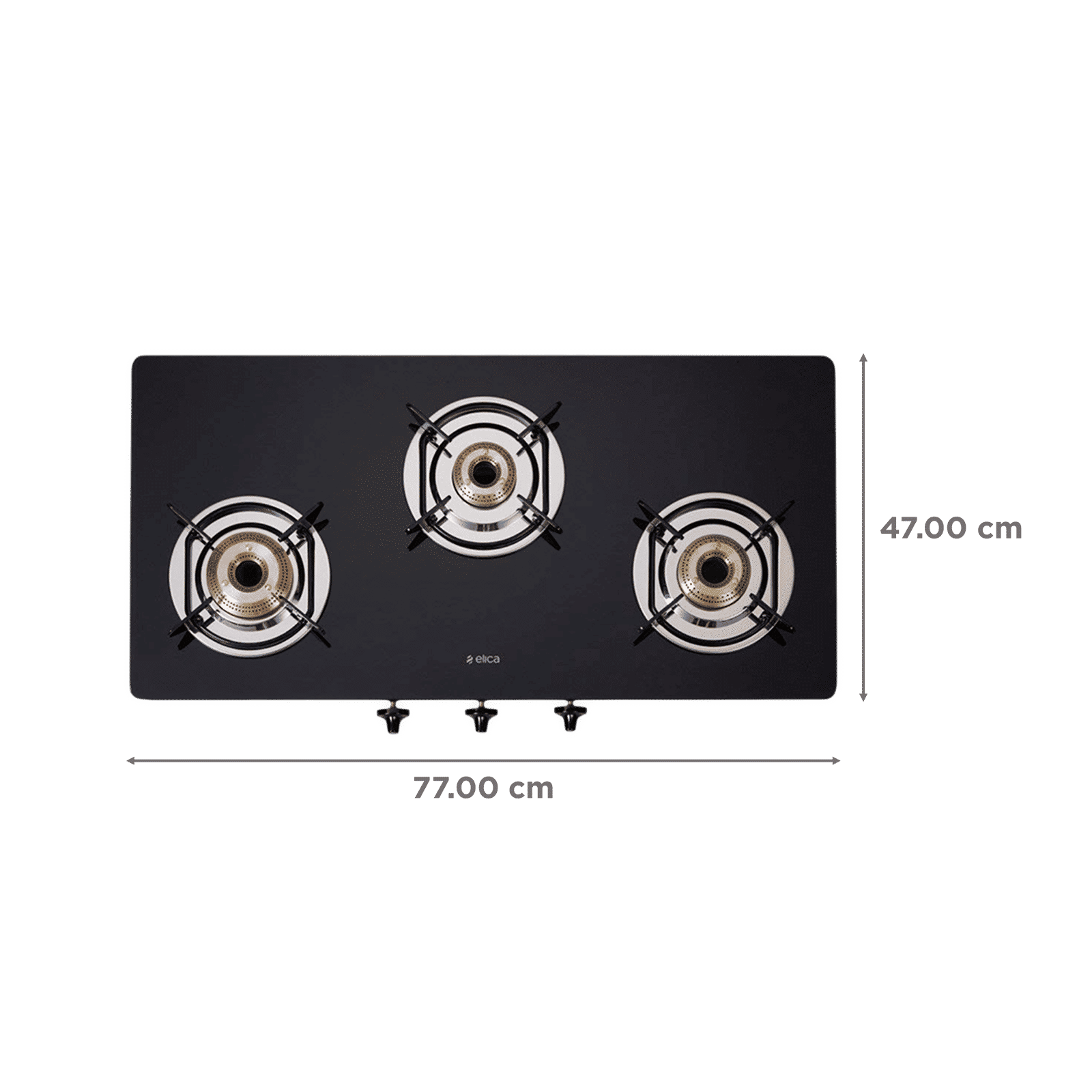 elica 773 CT DT VETRO Toughened Glass Top 3 Burner Manual Gas Stove (Round Euro Coated Grid, Black)_2