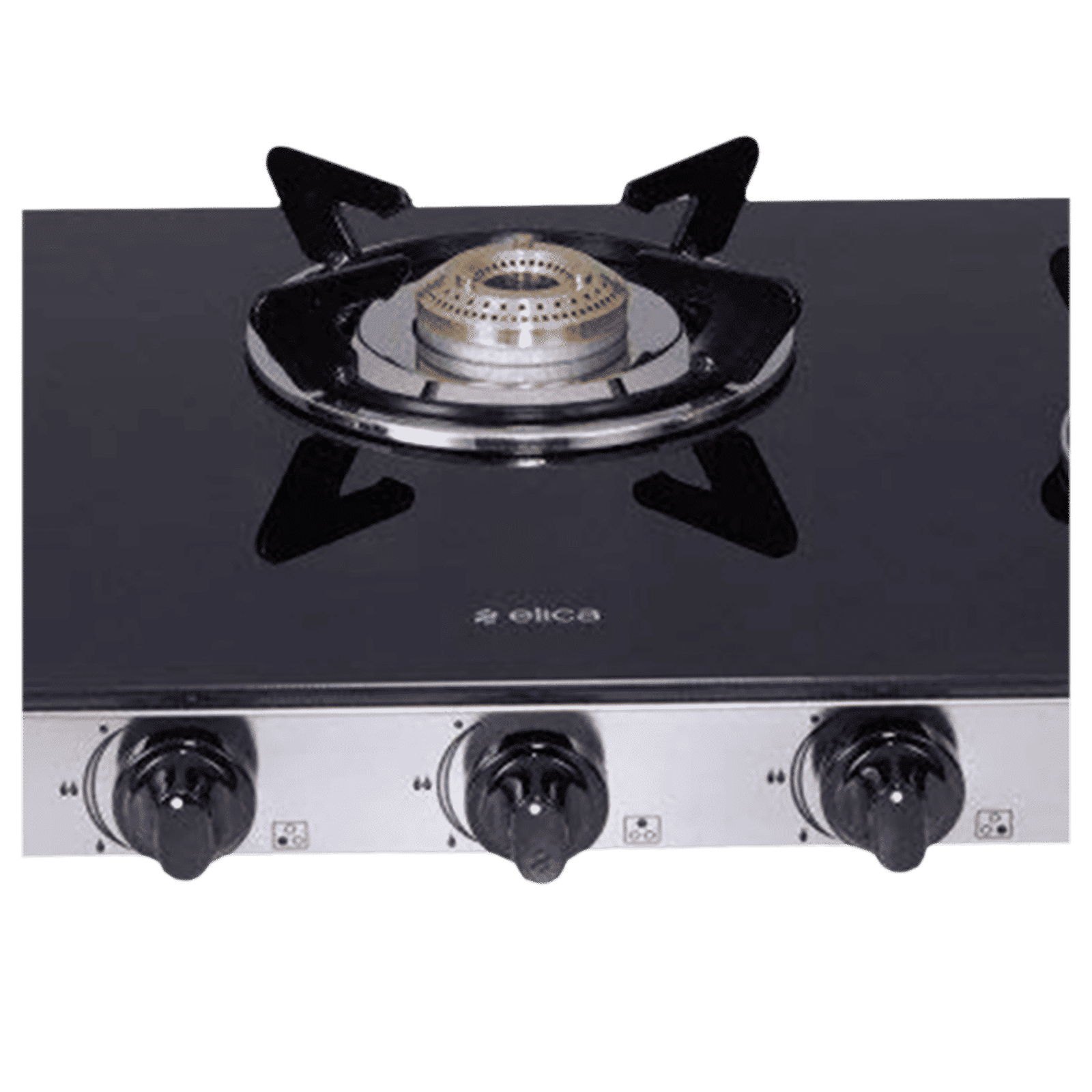 elica 773 CT DT VETRO Toughened Glass Top 3 Burner Manual Gas Stove (Round Euro Coated Grid, Black)_4