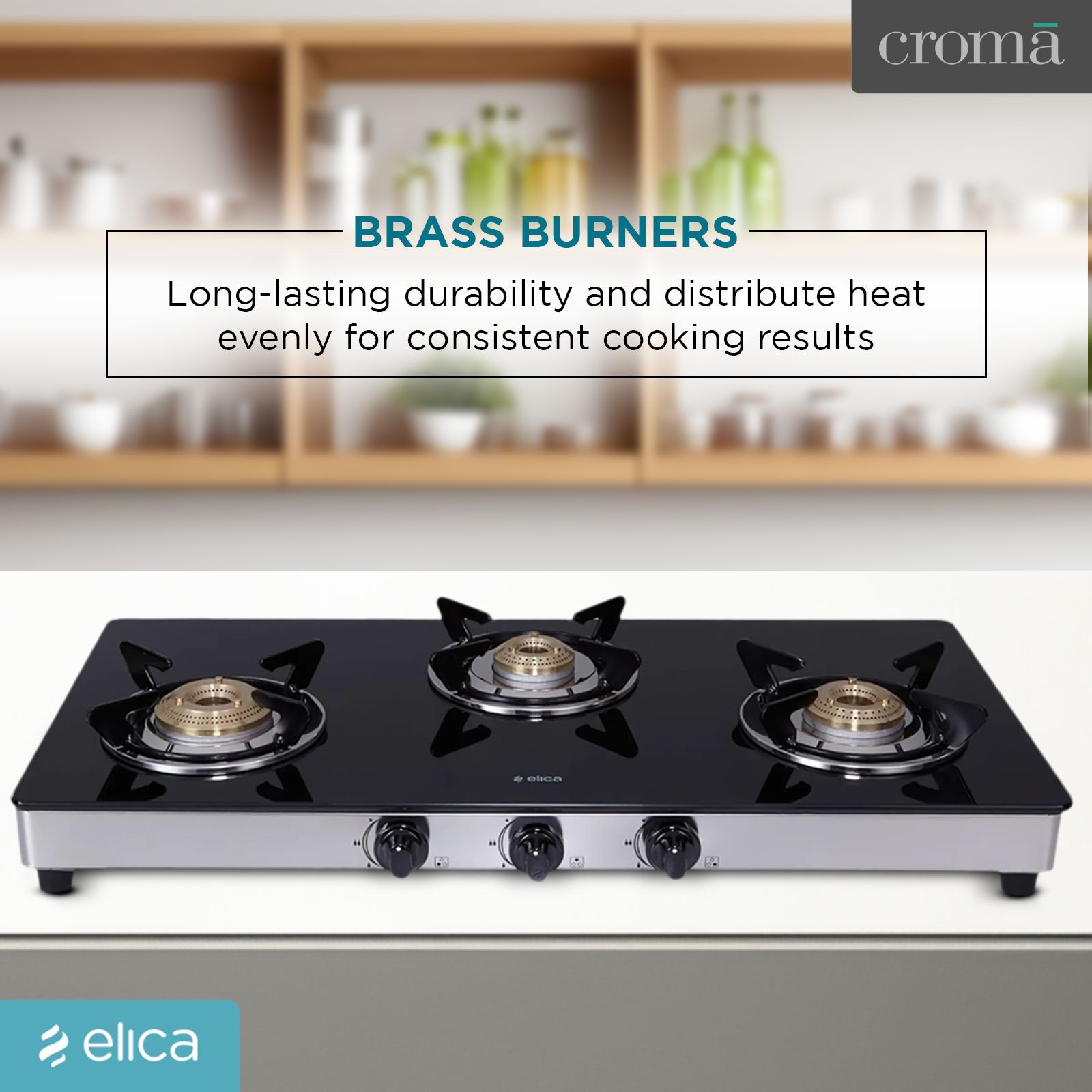 elica 773 CT DT VETRO Toughened Glass Top 3 Burner Manual Gas Stove (Round Euro Coated Grid, Black)_8