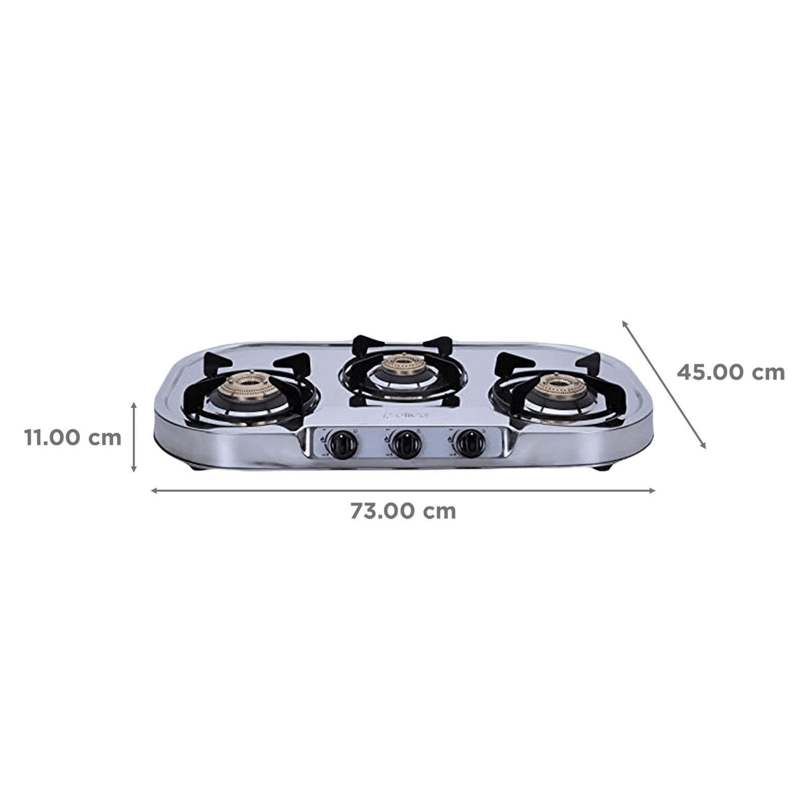 Elica INOX 753 SS 3 Burner Manual Gas Stove (Round Euro Coated Grid, Silver)_2