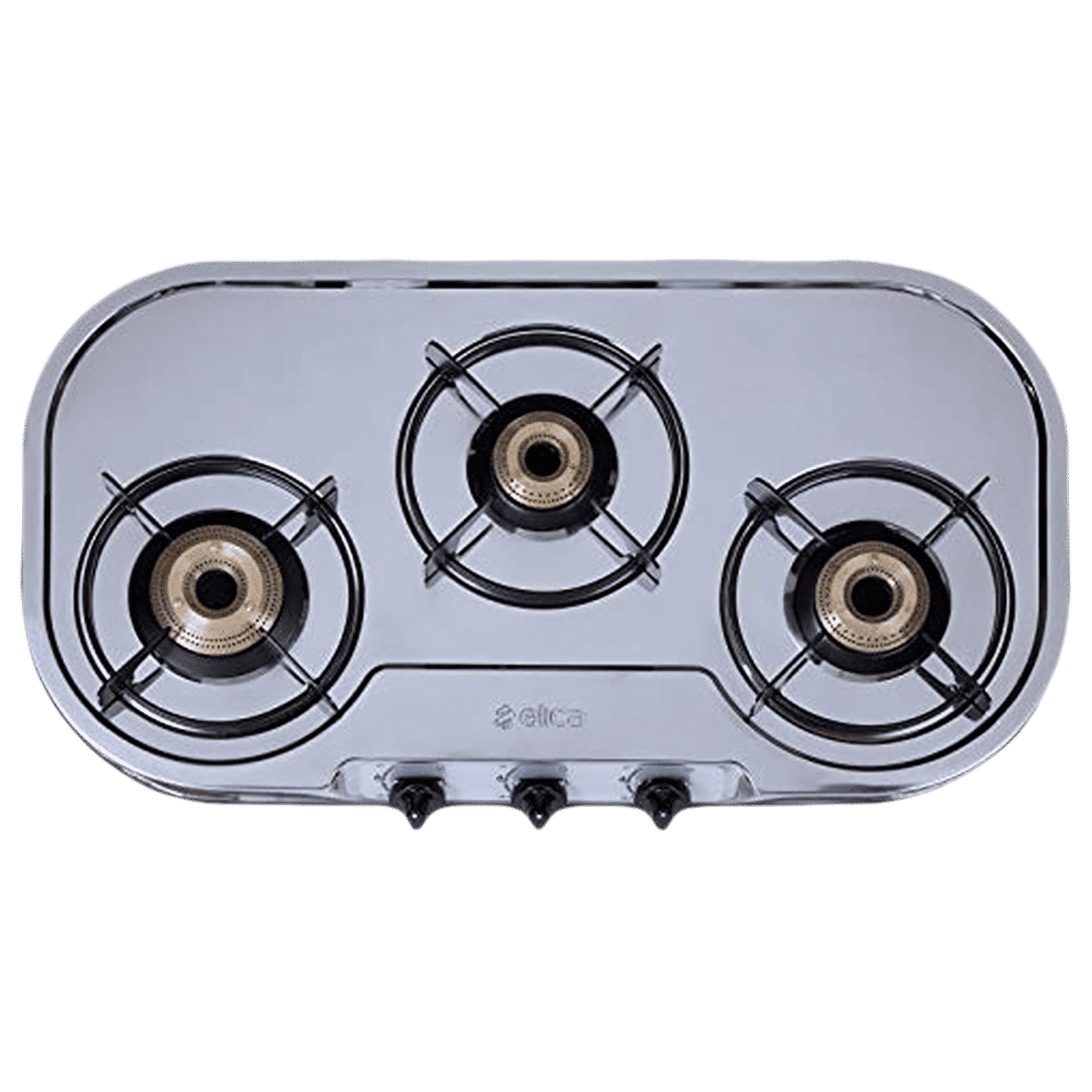 Elica INOX 753 SS 3 Burner Manual Gas Stove (Round Euro Coated Grid, Silver)_4