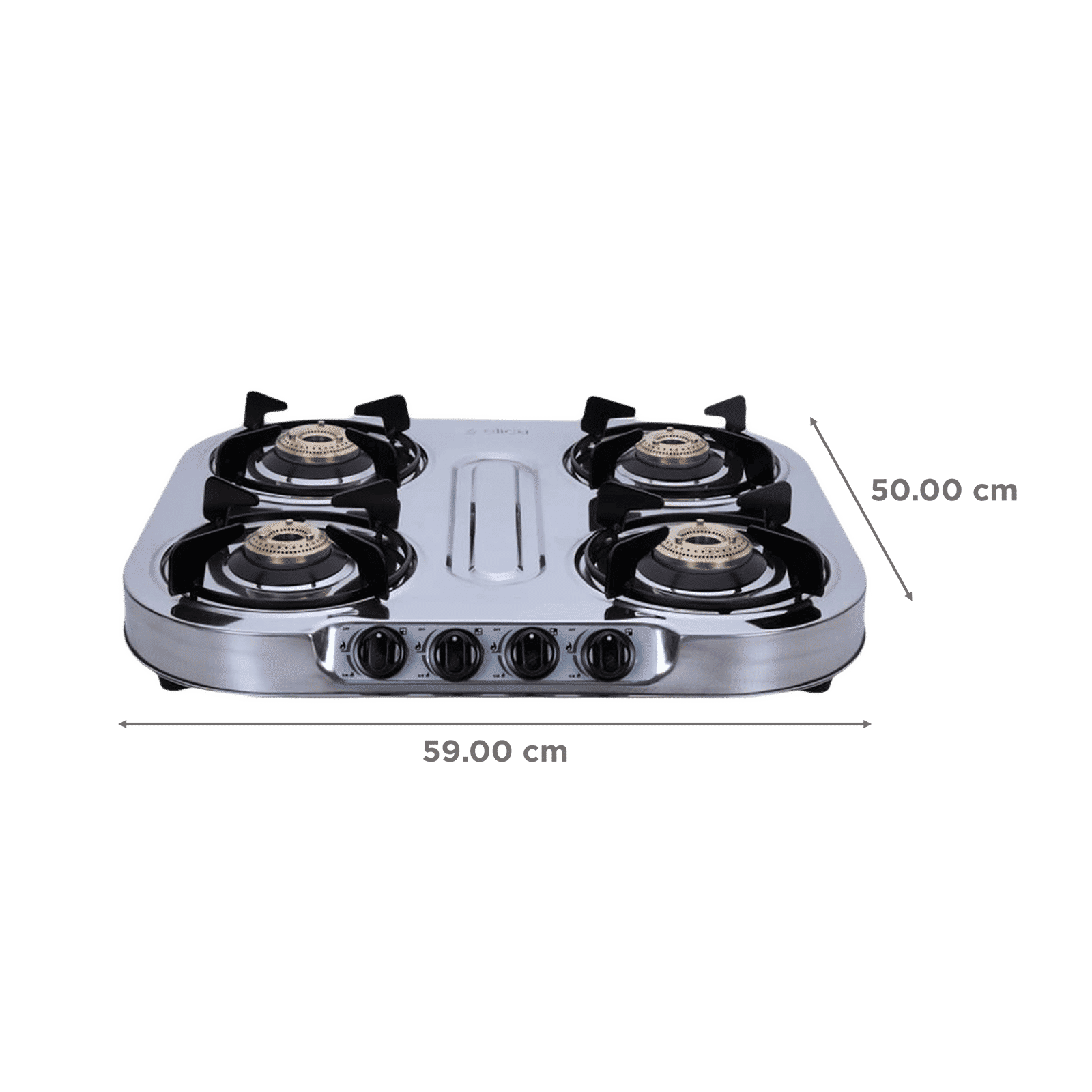 Elica INOX 604 SS 4 Burner Manual Gas Stove (Round Euro Coated Grid, Silver)_2