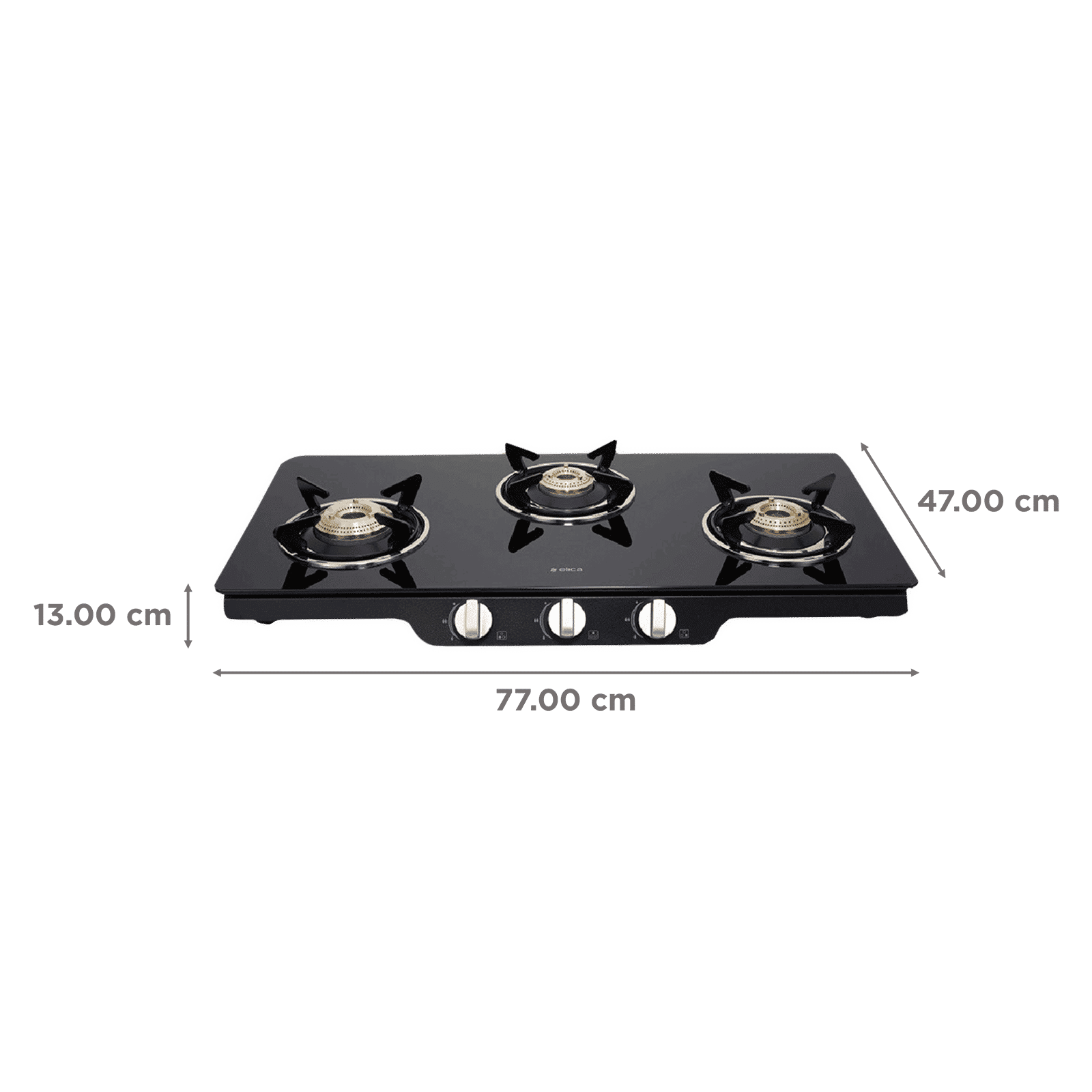 elica Patio ICT 773 DT SERIES Toughened Glass Top 3 Burner Manual Gas Stove (Rust Resistant, Black)_2