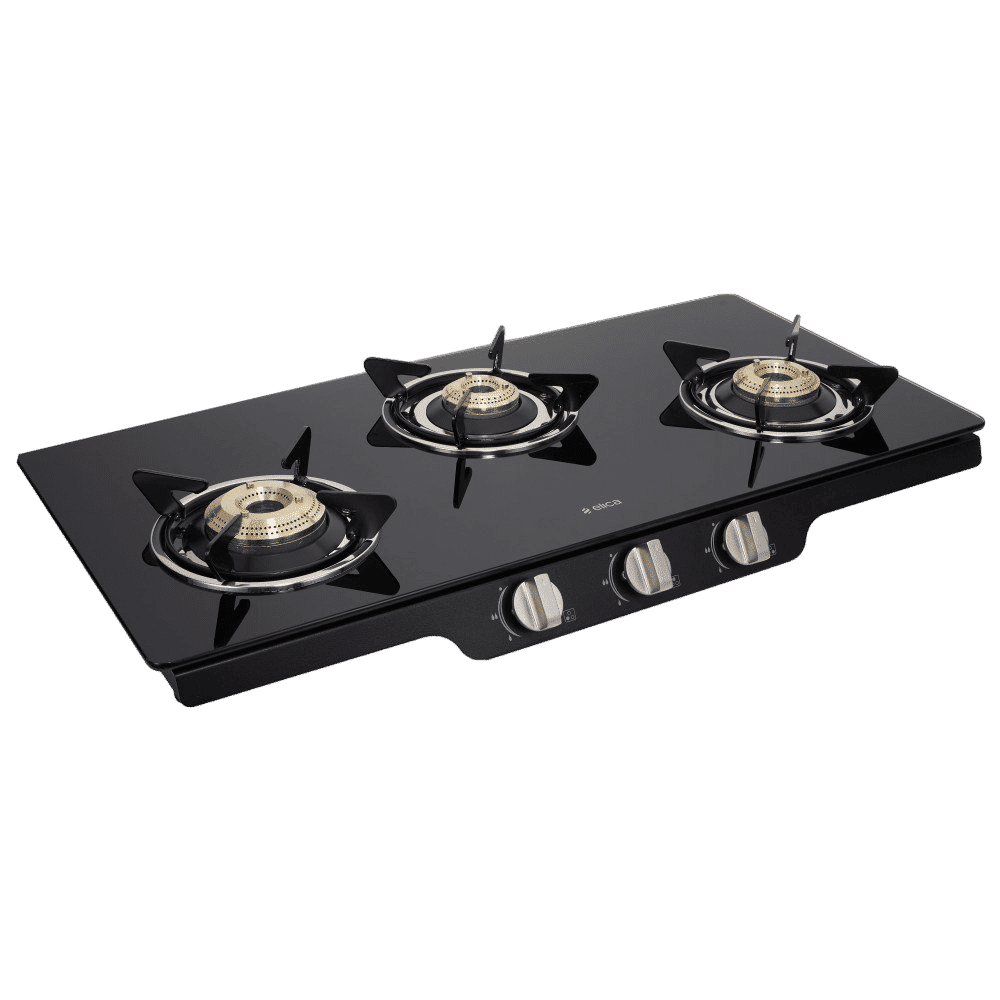 elica Patio ICT 773 DT SERIES Toughened Glass Top 3 Burner Manual Gas Stove (Rust Resistant, Black)_5