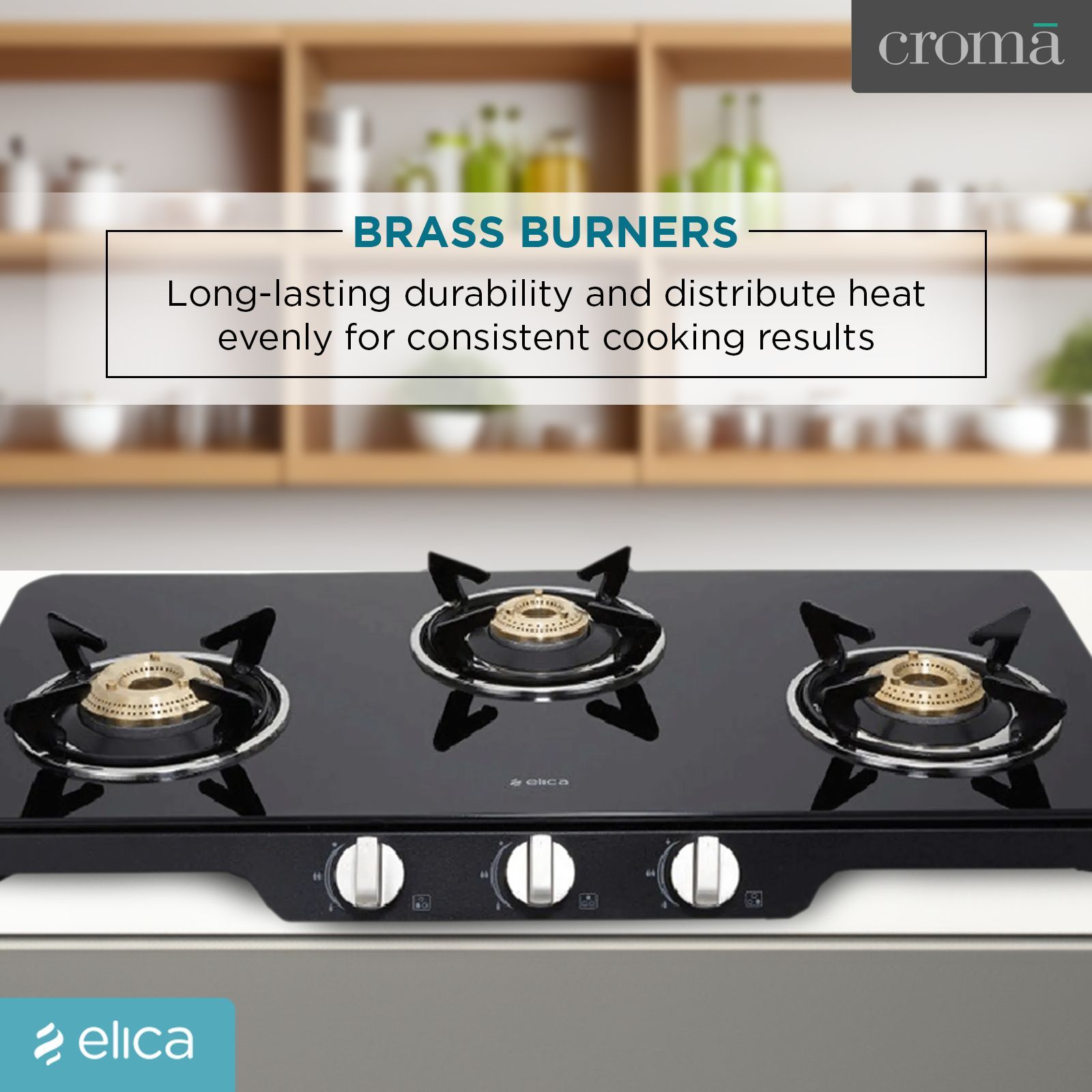 elica Patio ICT 773 DT SERIES Toughened Glass Top 3 Burner Manual Gas Stove (Rust Resistant, Black)_7