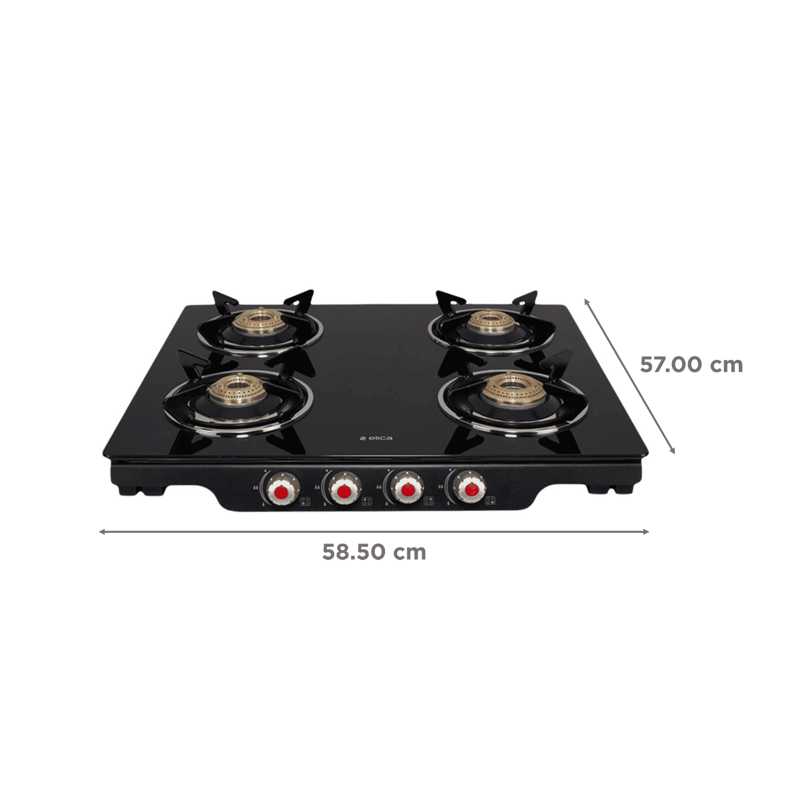 Elica Patio ICT DT 460 BLK S Glass Top 4 Burner Manual Gas Stove (Rotational On Device Control, Black)_2
