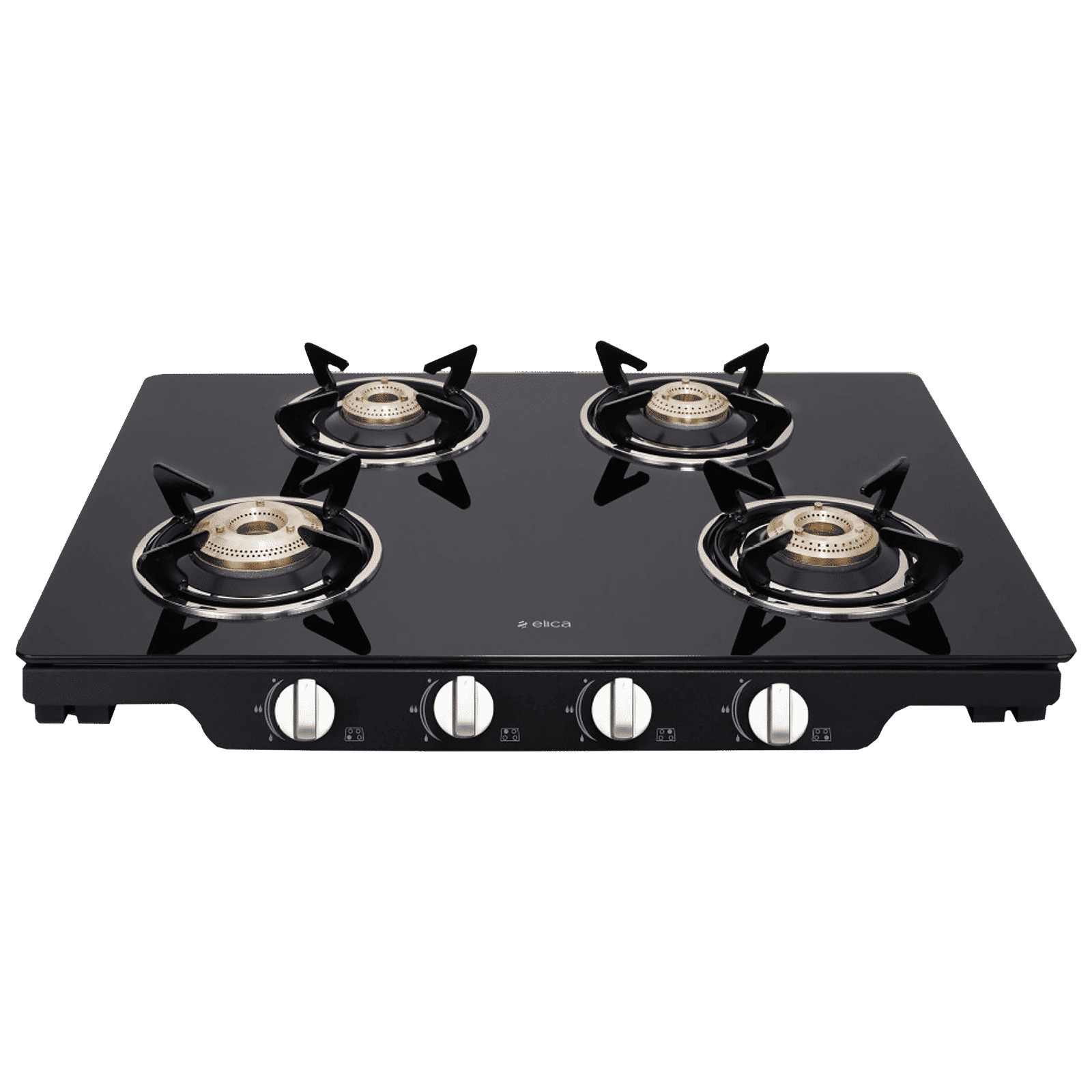 Elica Patio ICT 469 BLK DT SE Toughened Glass Top 4 Burner Manual Gas Stove (Corrosion Resistance, Black)_1