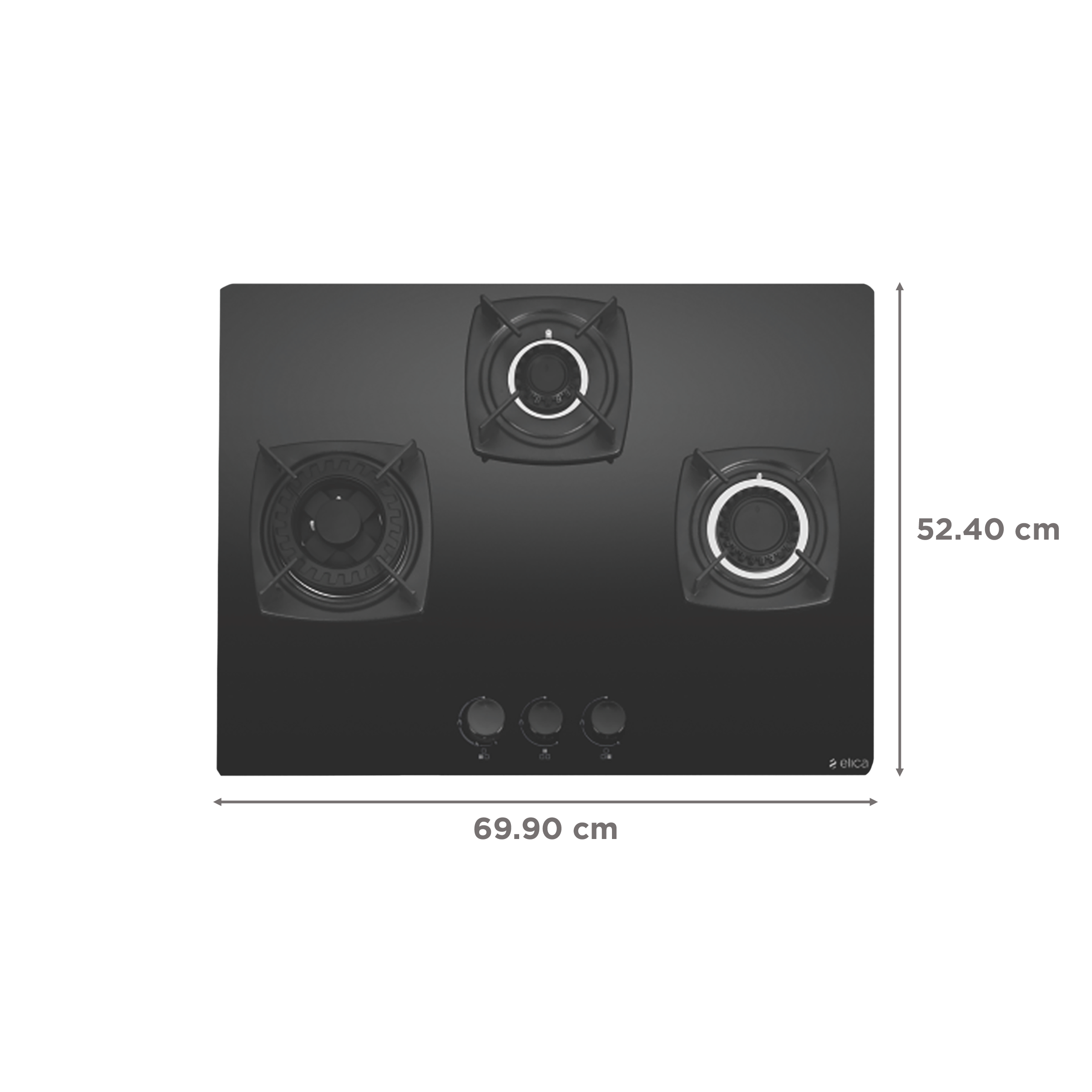 elica DT FLEXI MFC 3B 60 SWIRL Toughened Glass Top 3 Burner Automatic Hob (Rotational On Device Control, Black)_2