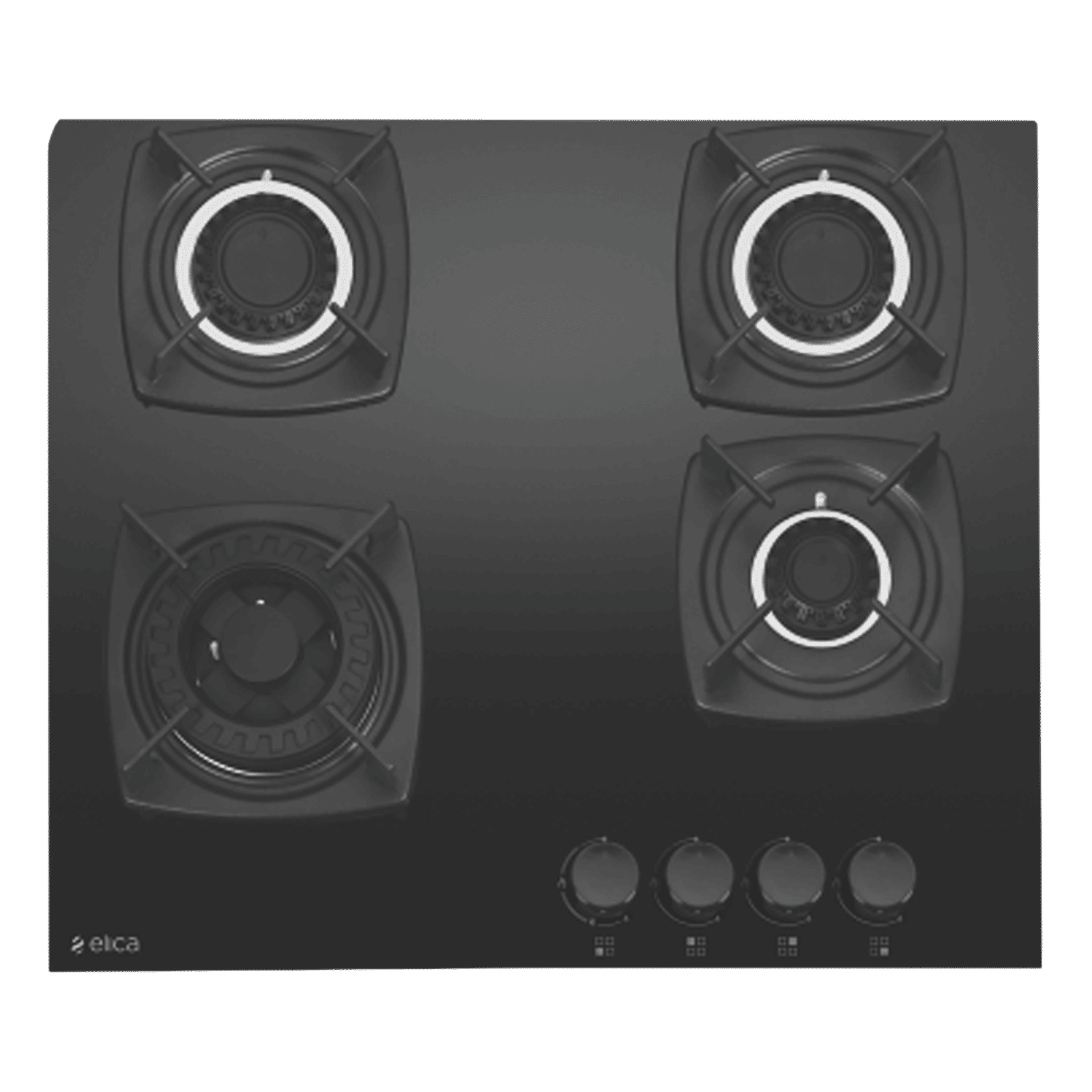 Elica DT FLEXI MFC 4B 60 SWIRL Glass Top 4 Burner Automatic Hob (Rotational On Device Control, Black)_1