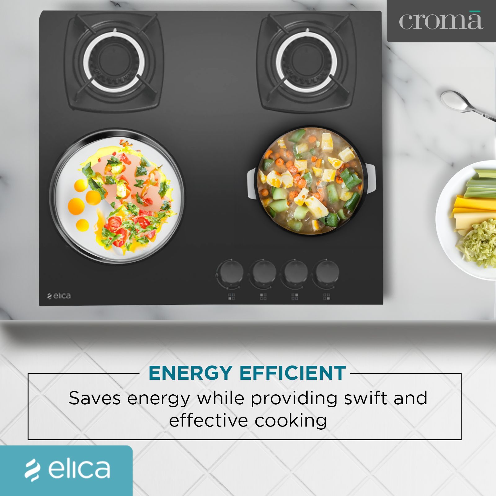 Elica DT FLEXI MFC 4B 60 SWIRL Glass Top 4 Burner Automatic Hob (Rotational On Device Control, Black)_8