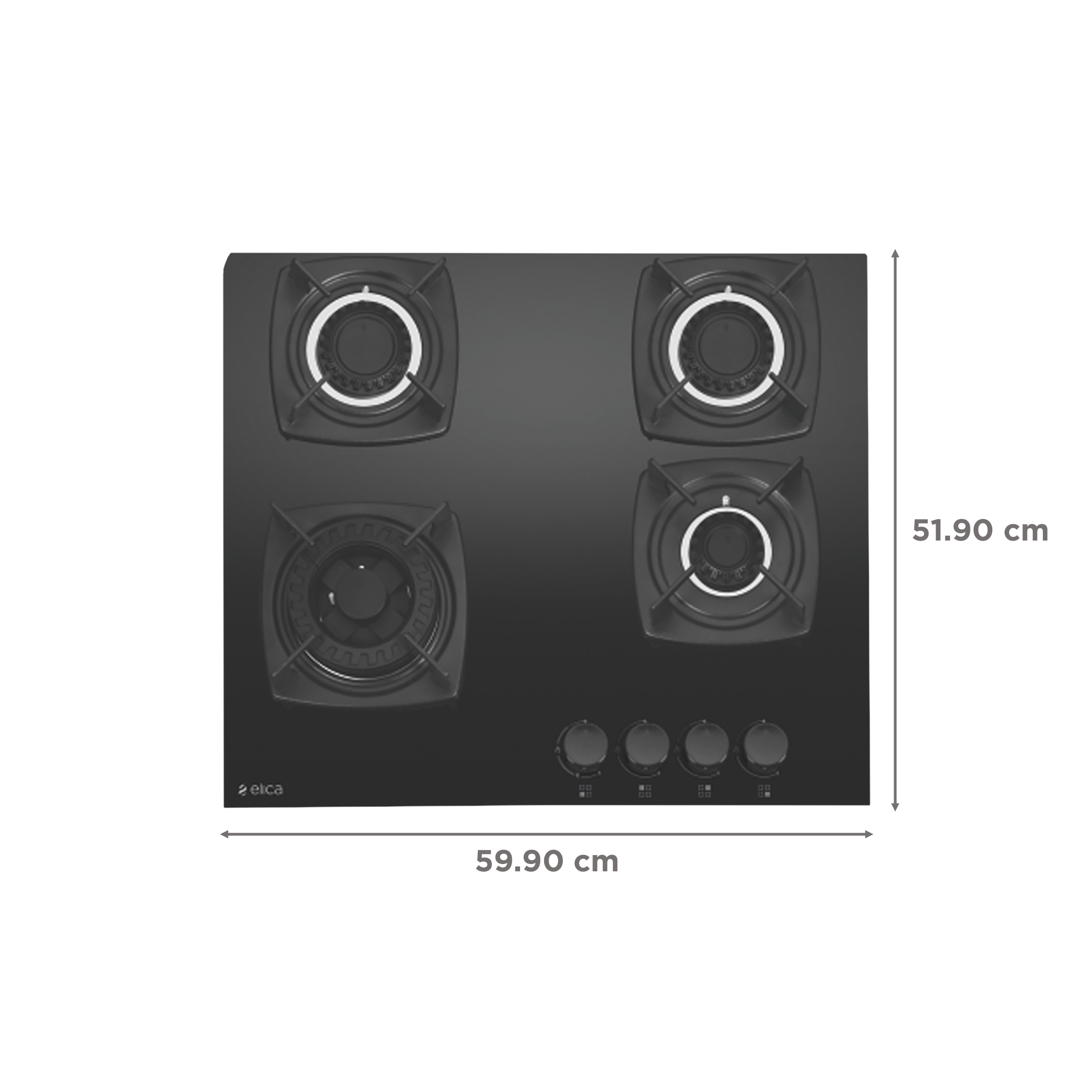 Elica DT FLEXI MFC 4B 60 SWIRL Glass Top 4 Burner Automatic Hob (Rotational On Device Control, Black)_2