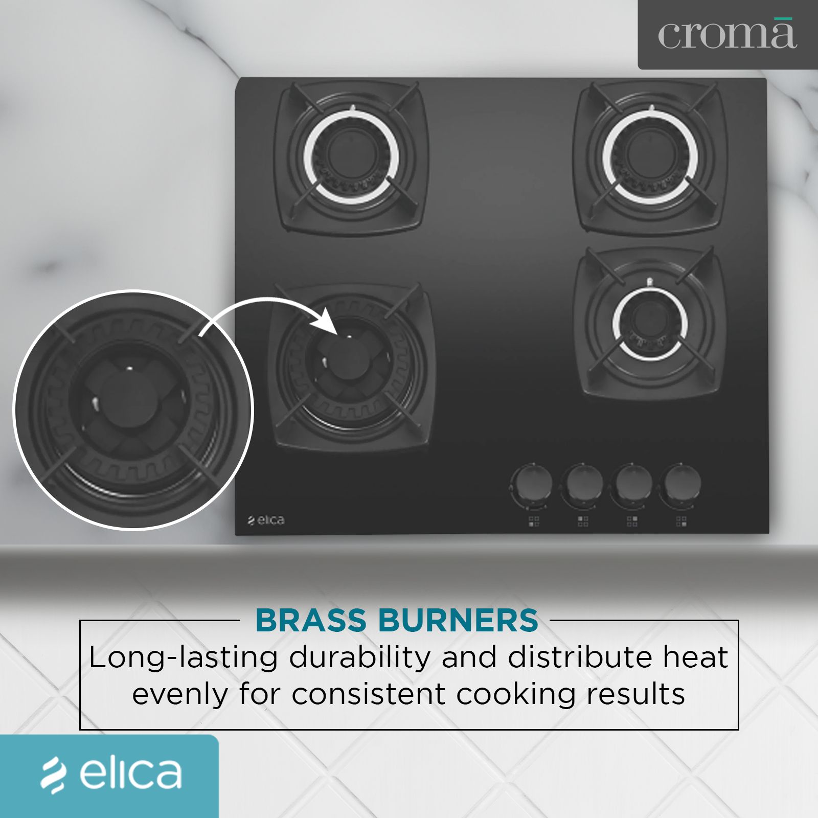 Elica DT FLEXI MFC 4B 60 SWIRL Glass Top 4 Burner Automatic Hob (Rotational On Device Control, Black)_5