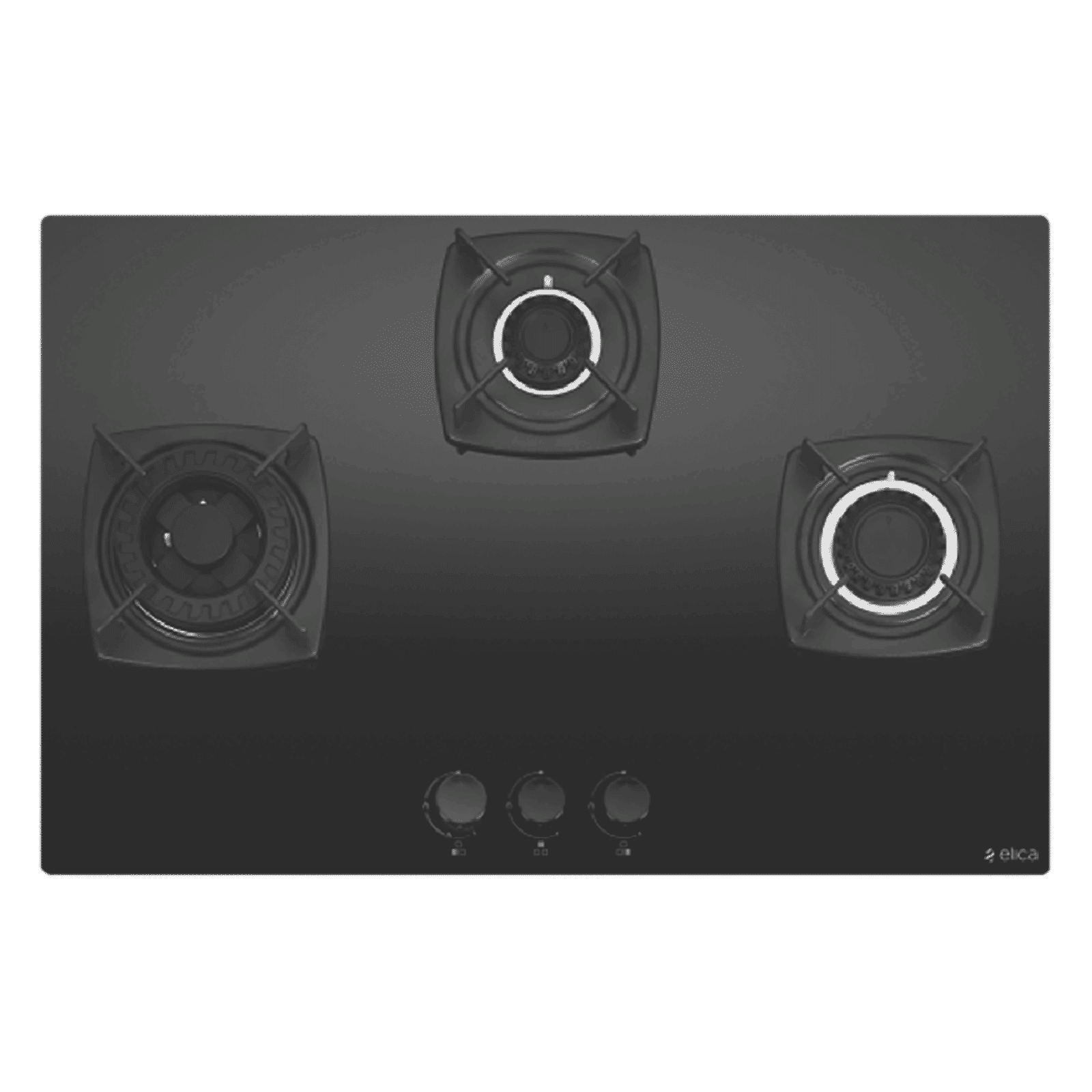Elica DT FLEXI MFC 3B 70 SWIRL Glass Top 3 Burner Automatic Hob (Rotational On Device Control, Black)_1