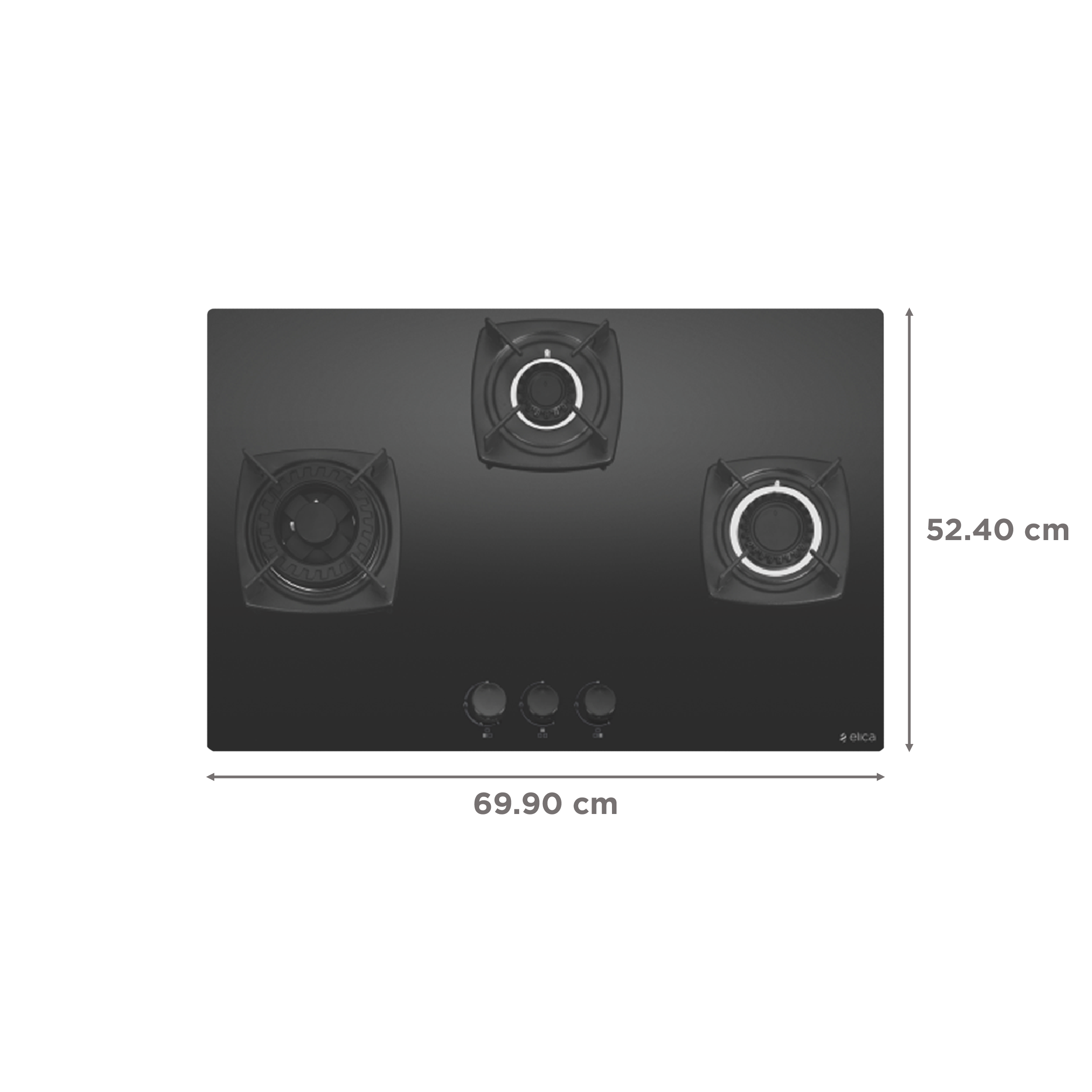 Elica DT FLEXI MFC 3B 70 SWIRL Glass Top 3 Burner Automatic Hob (Rotational On Device Control, Black)_2