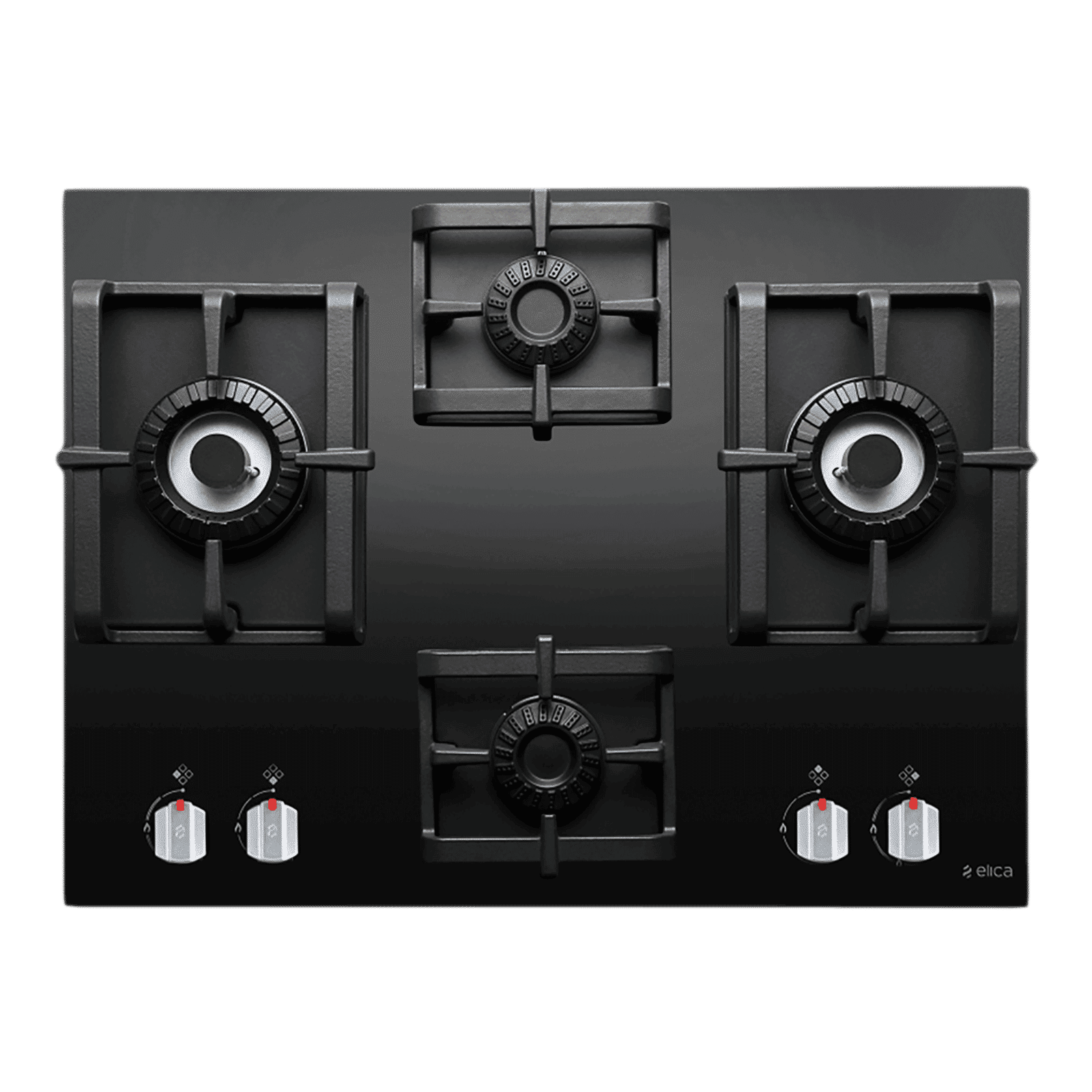Elica PRO MFC 4B 70 DX SWIRL Glass Top 4 Burner Automatic Hob (Square Grid, Black)_1