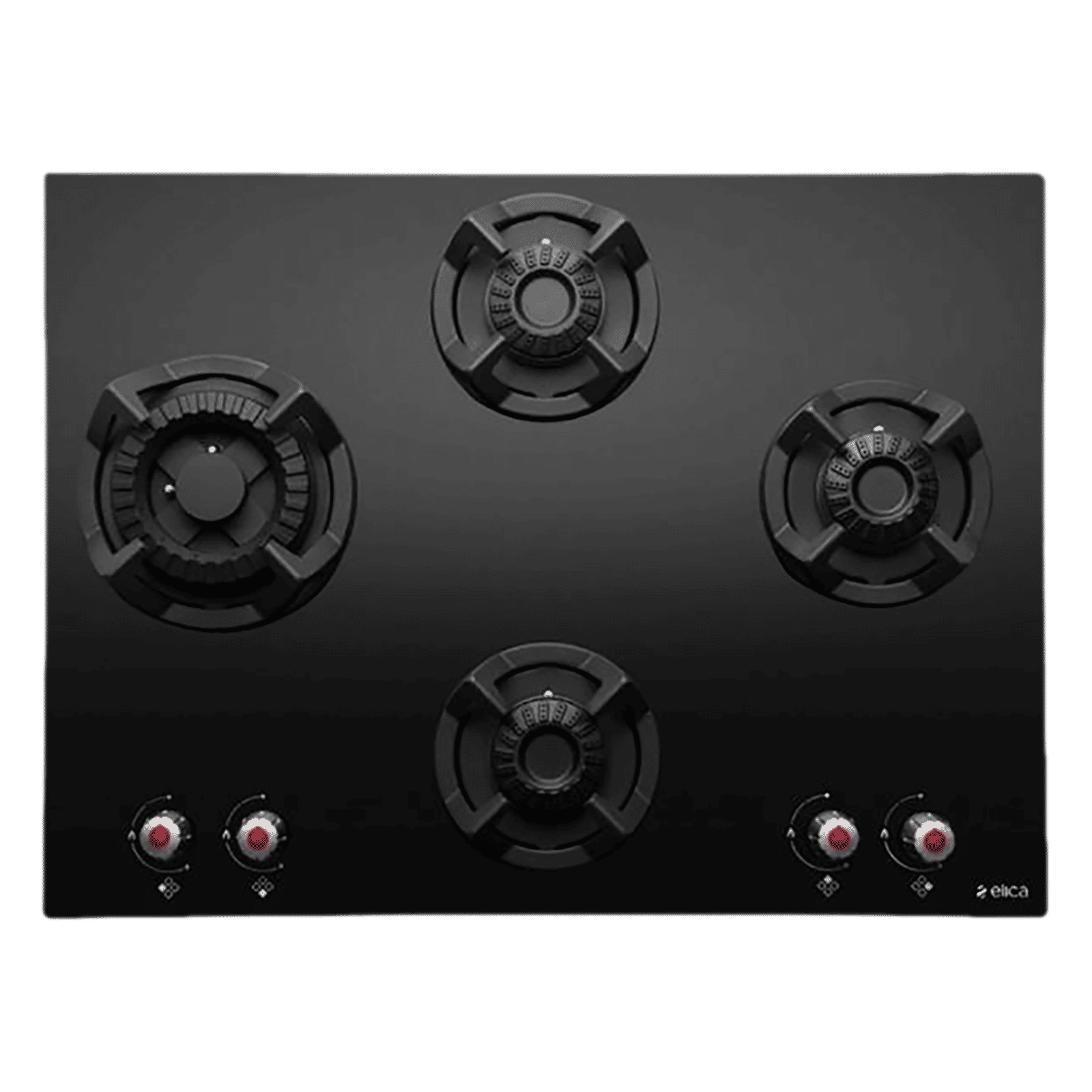 Elica CLASSIC MFC 4B 70 SWIRL N Glass Top 4 Burner Automatic Electric Hob (Multi Flame Control, Black)_1