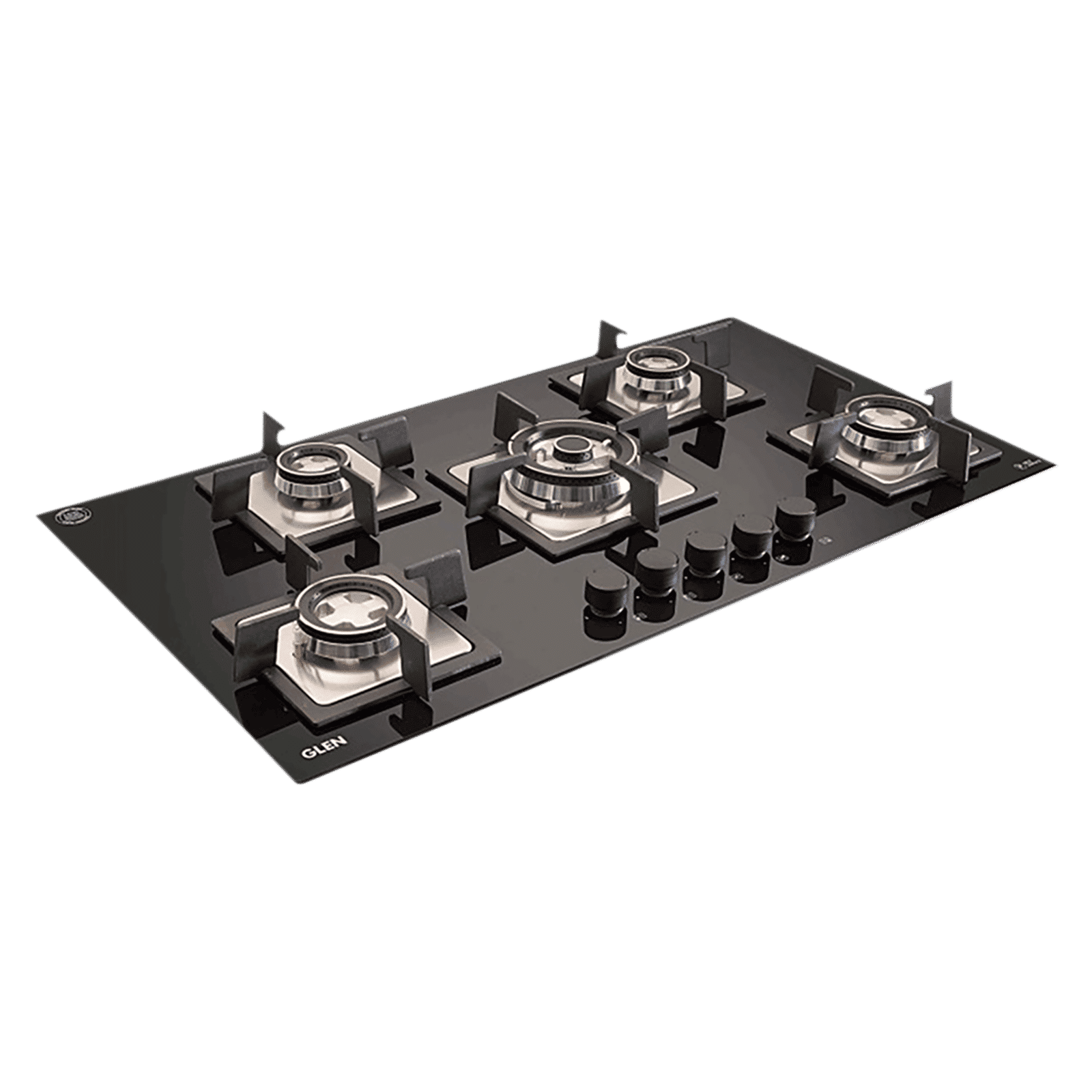 GLEN Gl 1095 Toughened Glass Top 5 Burner Automatic Hob (Strong Vitreous Enamelled Pan Support, Black)_1