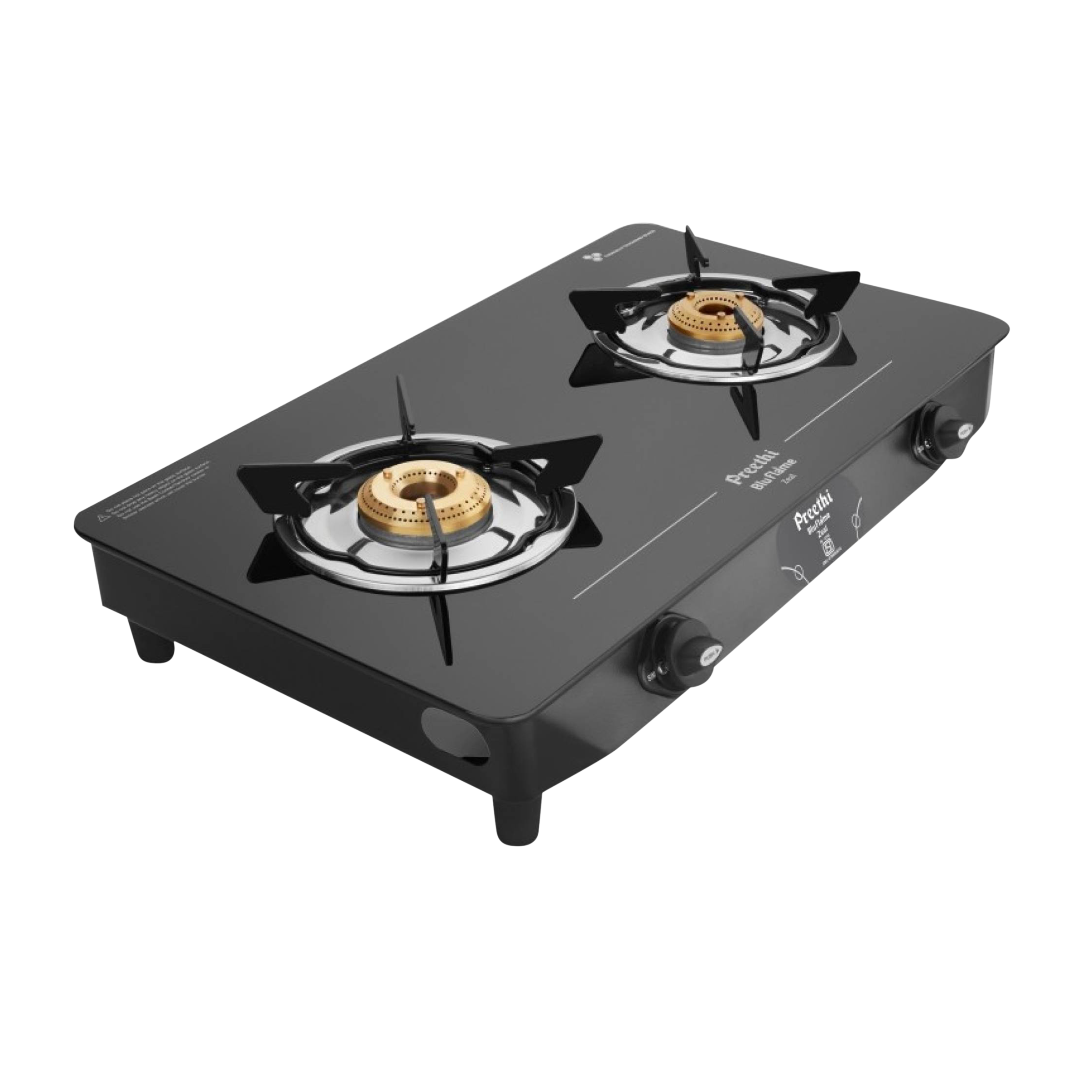 Preethi Zeal 2B Toughened Glass Top 2 Burner Manual Gas Stove (Triad Nozzle Connection, Black)_8