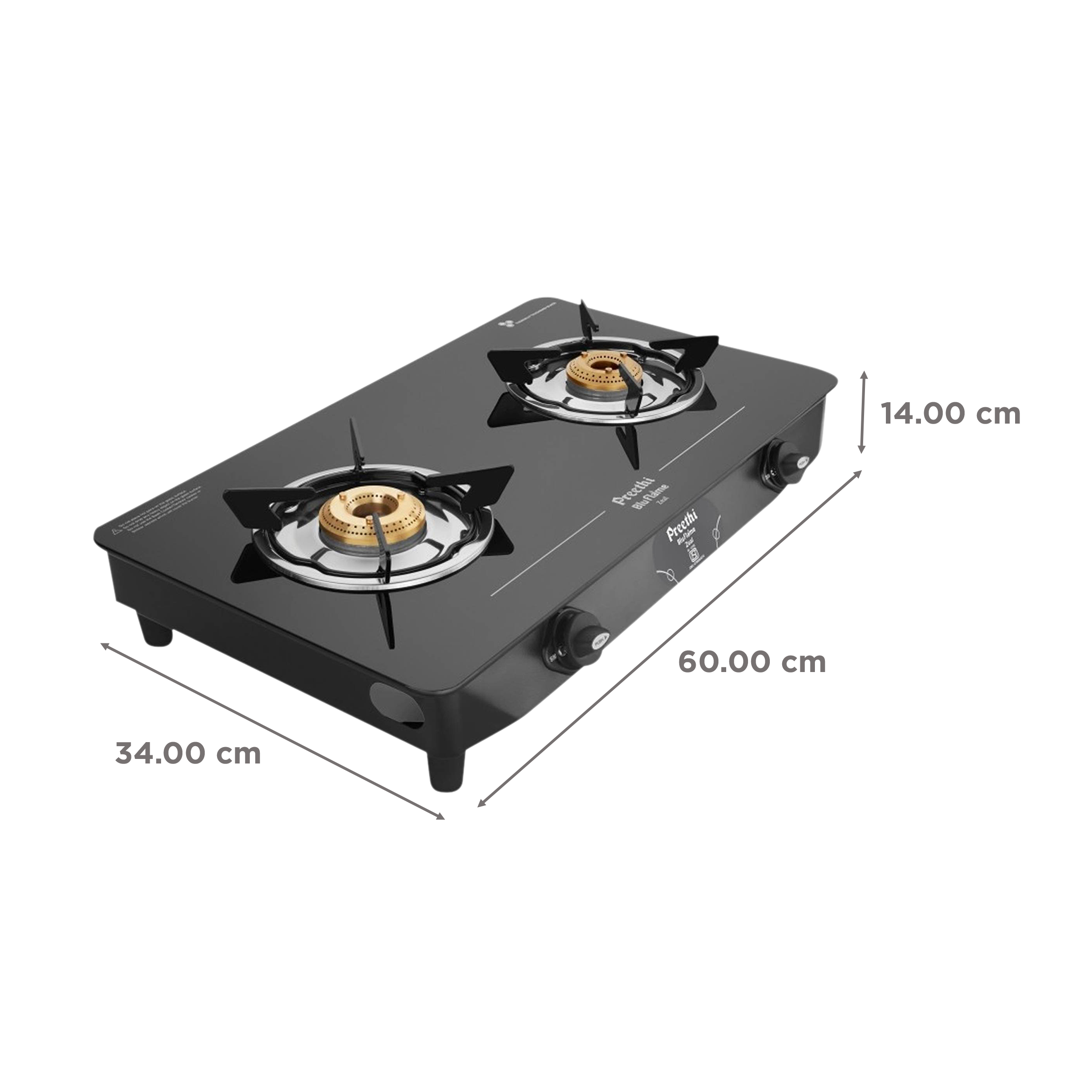 Preethi Zeal 2B Toughened Glass Top 2 Burner Manual Gas Stove (Triad Nozzle Connection, Black)_2