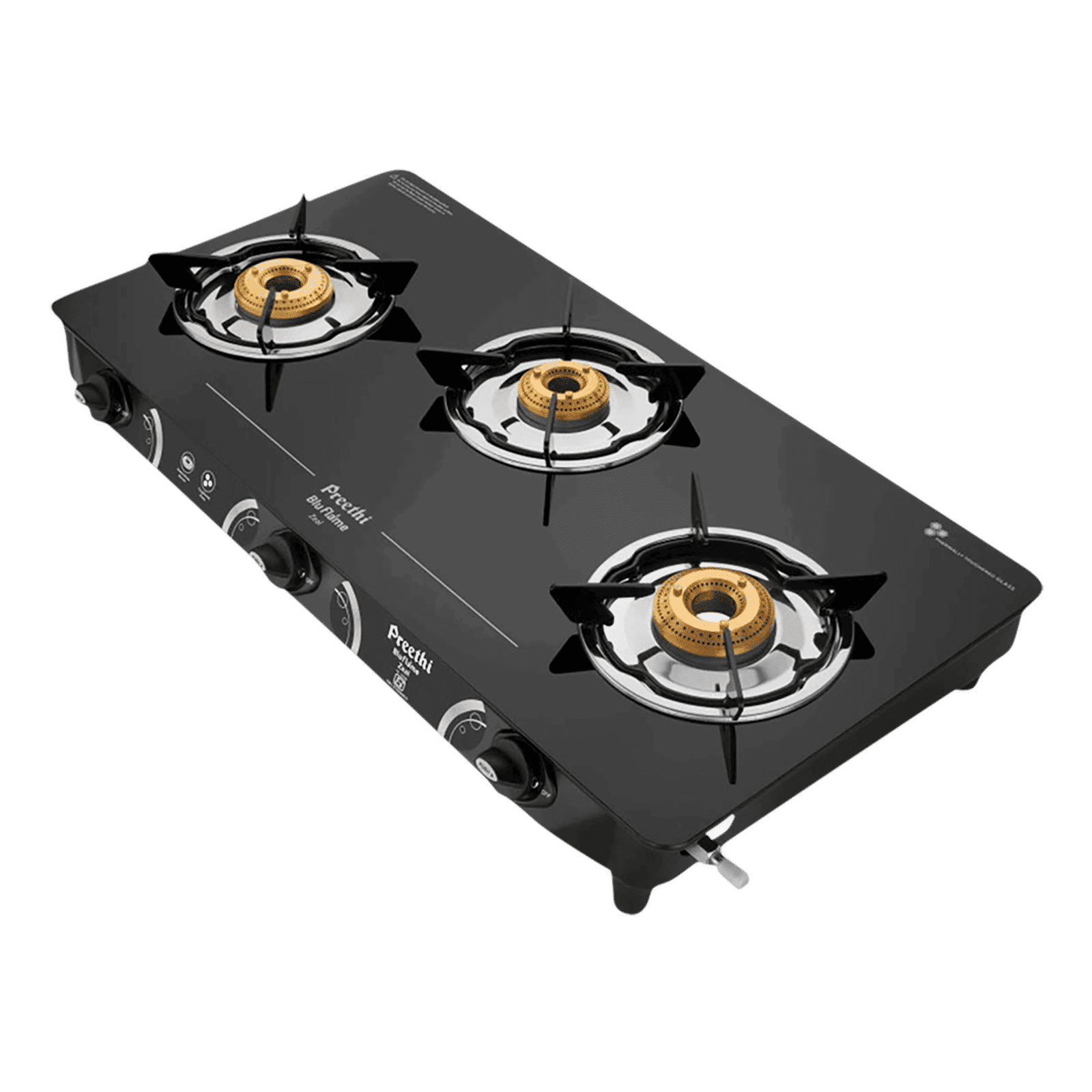 Preethi Zeal 3B Toughened Glass Top 3 Burner Manual Gas Stove (High Efficiency Tri-pin Burners, Black) Preethi Zeal 3B Toughened Glass Top 3 Burner Manual Gas Stove (High Efficiency Tri-pin Burners, Black)_7