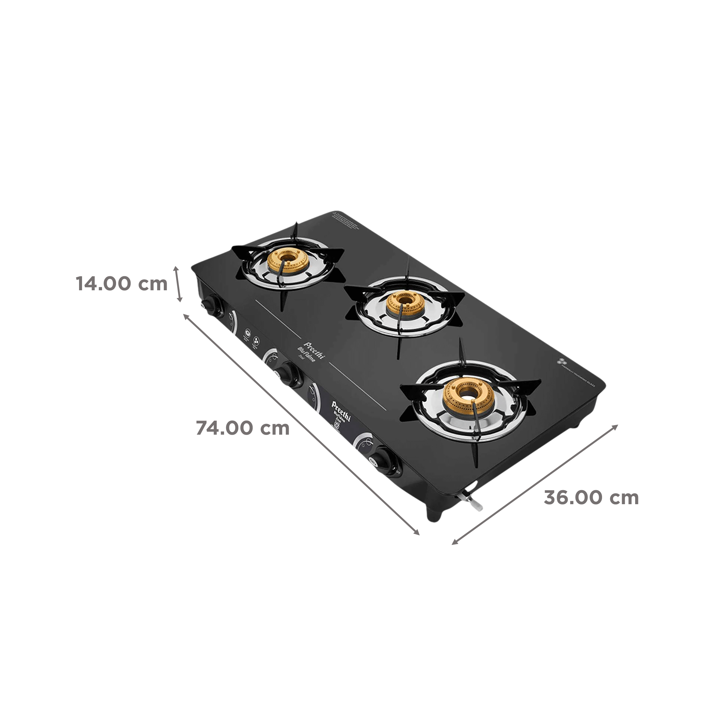 Preethi Zeal 3B Toughened Glass Top 3 Burner Manual Gas Stove (High Efficiency Tri-pin Burners, Black) Preethi Zeal 3B Toughened Glass Top 3 Burner Manual Gas Stove (High Efficiency Tri-pin Burners, Black)_2