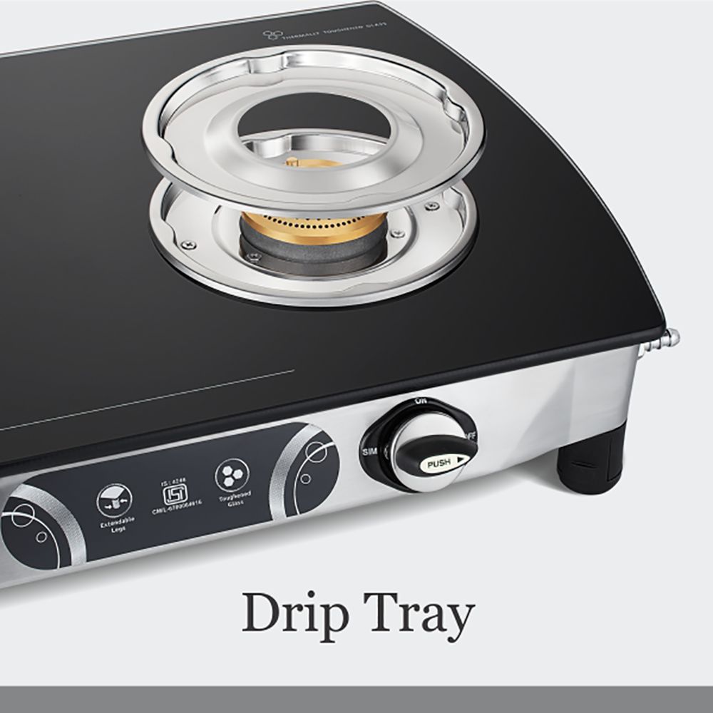 Preethi Blue Flame Streak Toughened Glass Top 2 Burner Manual Gas Stove (Lighter Holder, Black) Preethi Blue Flame Streak Toughened Glass Top 2 Burner Manual Gas Stove (Lighter Holder, Black)_8