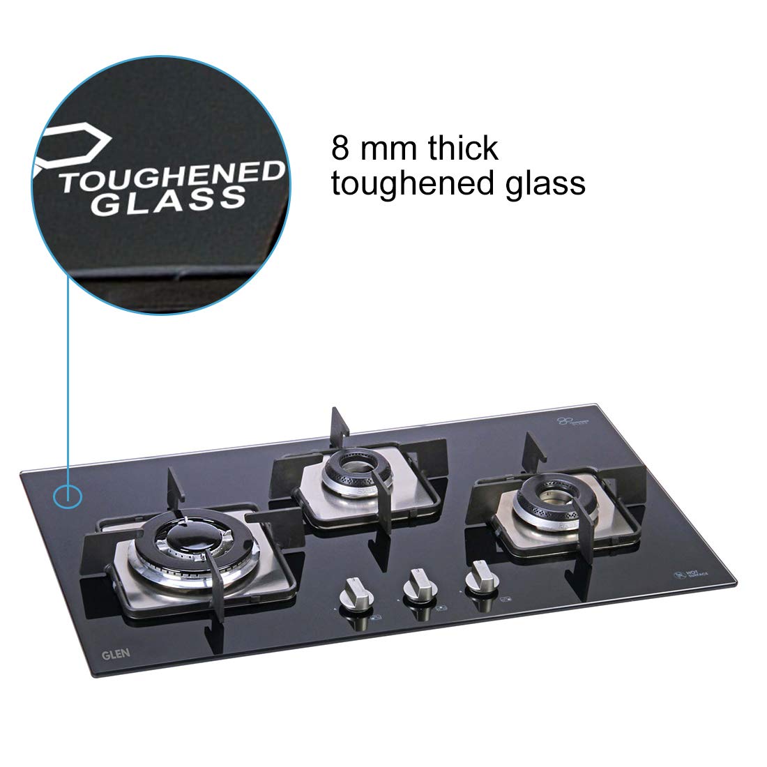 Glen 1073 SQ IN Toughened Glass Top 3 Burner Automatic Electric Hob (Sturdy Pan Support, Black)_4