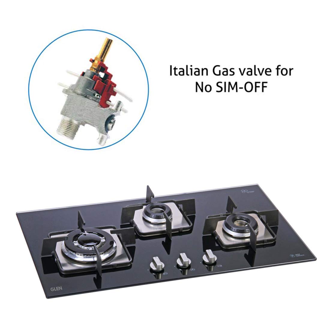 Glen 1073 SQ IN Toughened Glass Top 3 Burner Automatic Electric Hob (Sturdy Pan Support, Black)_5