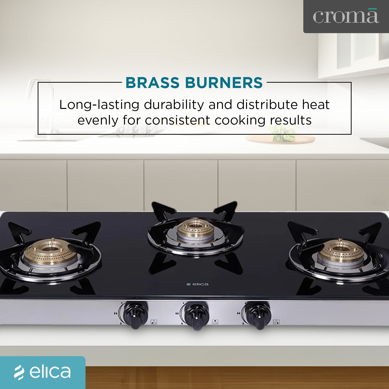 elica 773 CT DT VETRO Toughened Glass Top 3 Burner Automatic Gas Stove (Round Euro Coated Grid, Black)_7