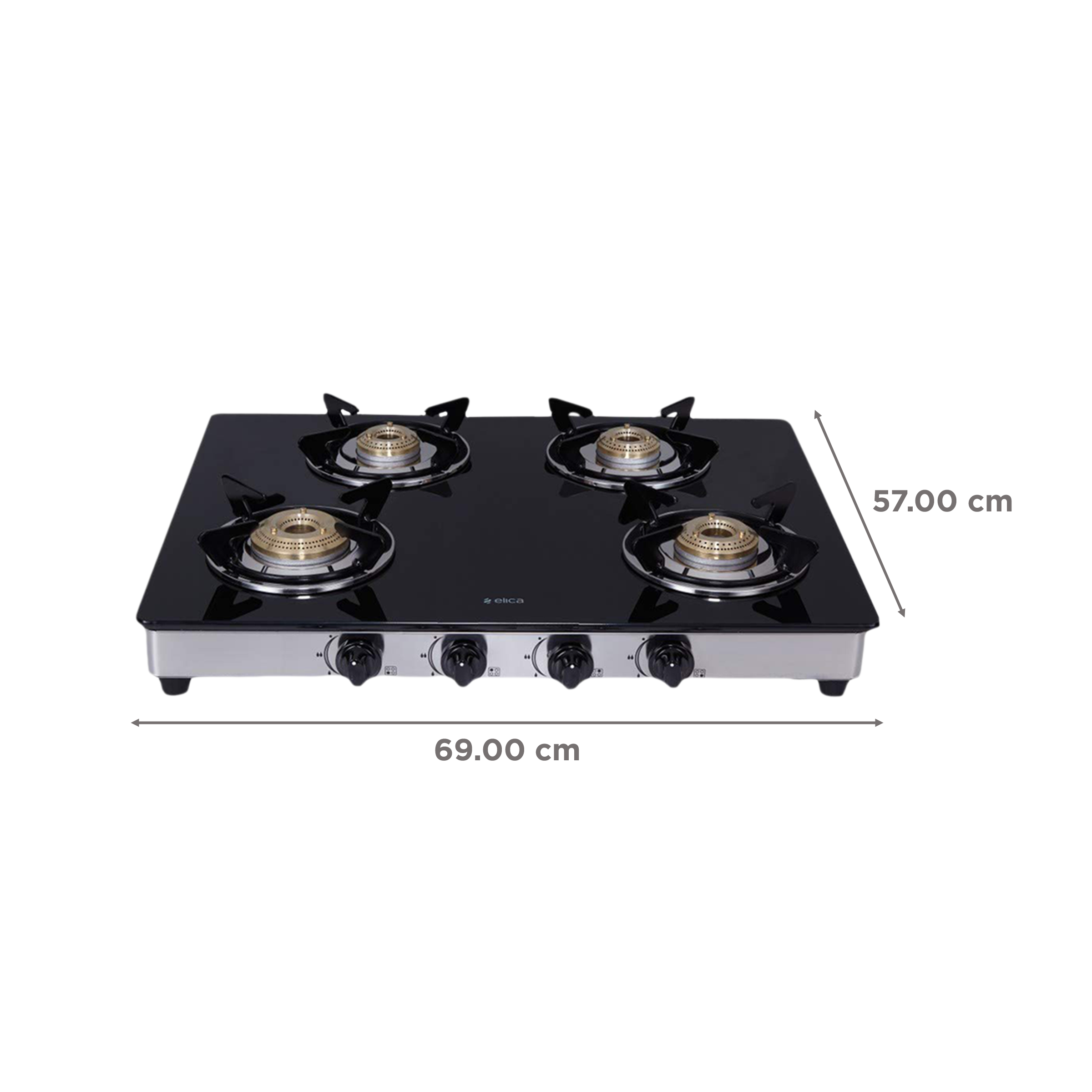 Elica 694 CT DT VETRO Toughened Glass Top 4 Burner Manual Gas Stove (Round Euro Coated Grid, Black)_2
