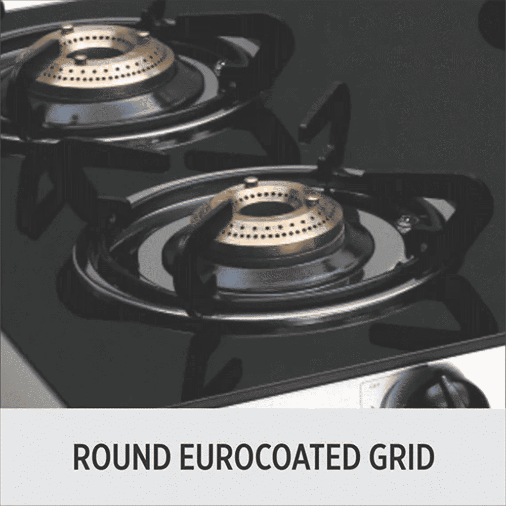 Elica 694 CT DT VETRO Toughened Glass Top 4 Burner Manual Gas Stove (Round Euro Coated Grid, Black)_13