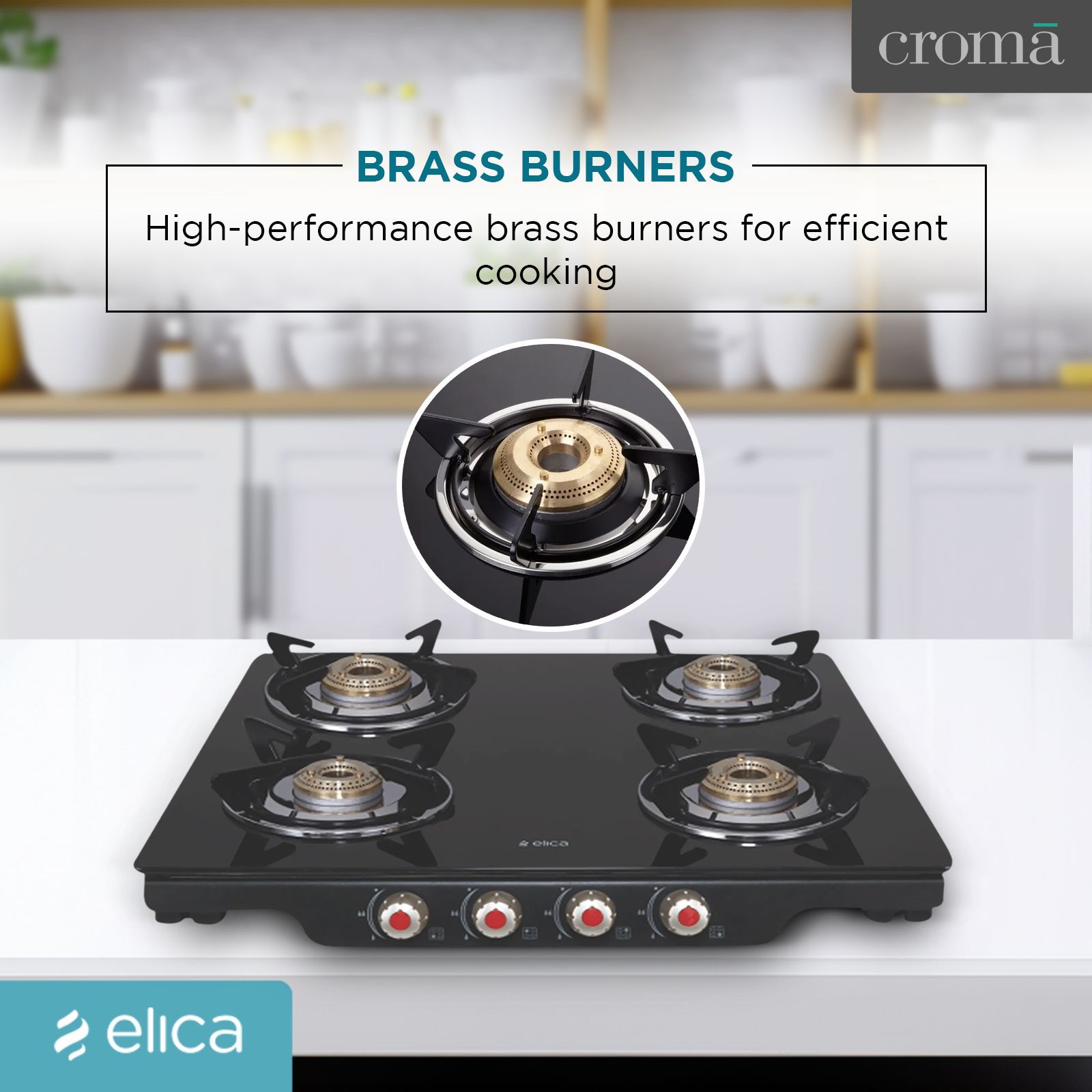 Elica Patio ICT 460 BK DT AI SE Toughened Glass Top 4 Burner Automatic Gas Stove (Heavy Duty, Black)_9