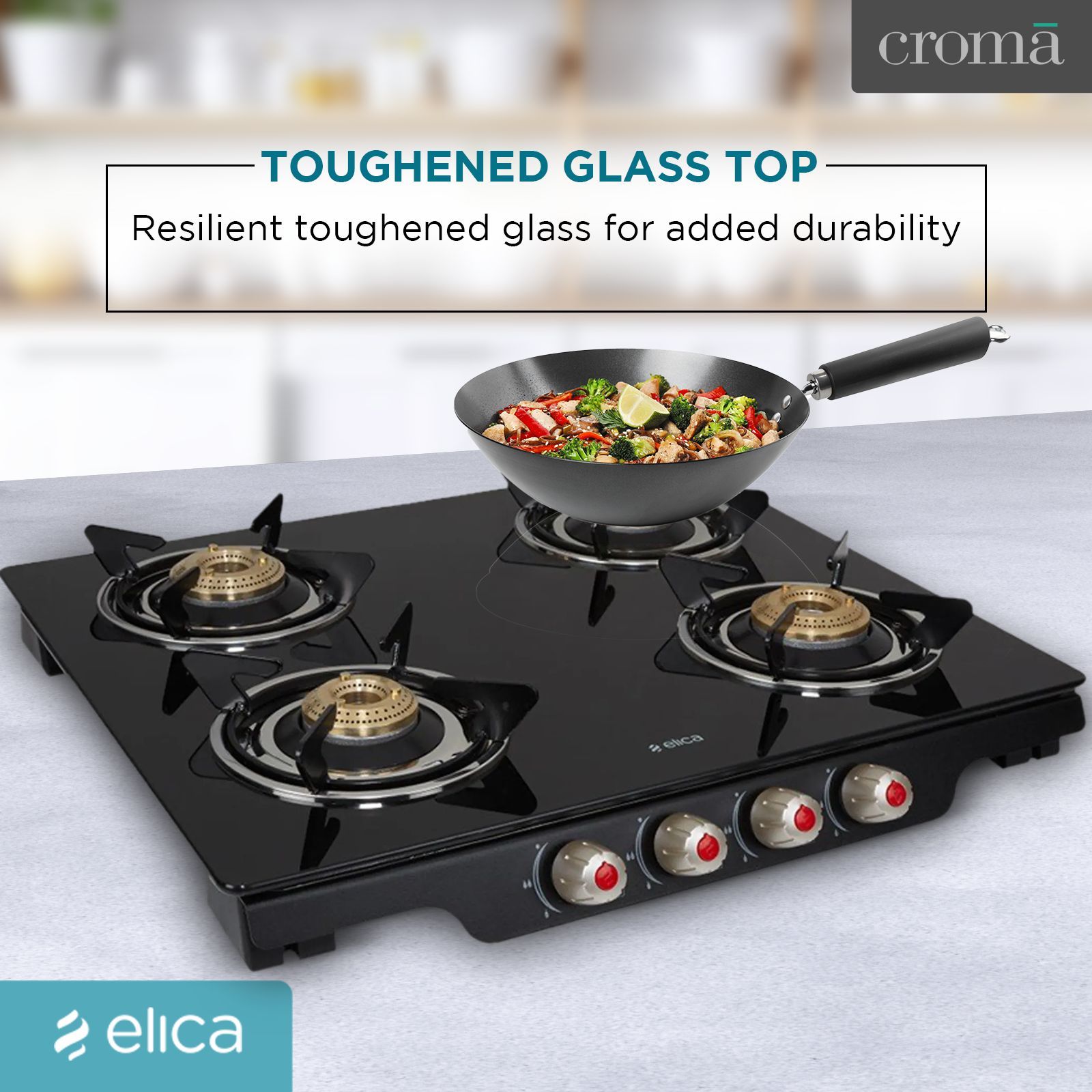 Elica Patio ICT 460 BK DT AI SE Toughened Glass Top 4 Burner Automatic Gas Stove (Heavy Duty, Black)_10