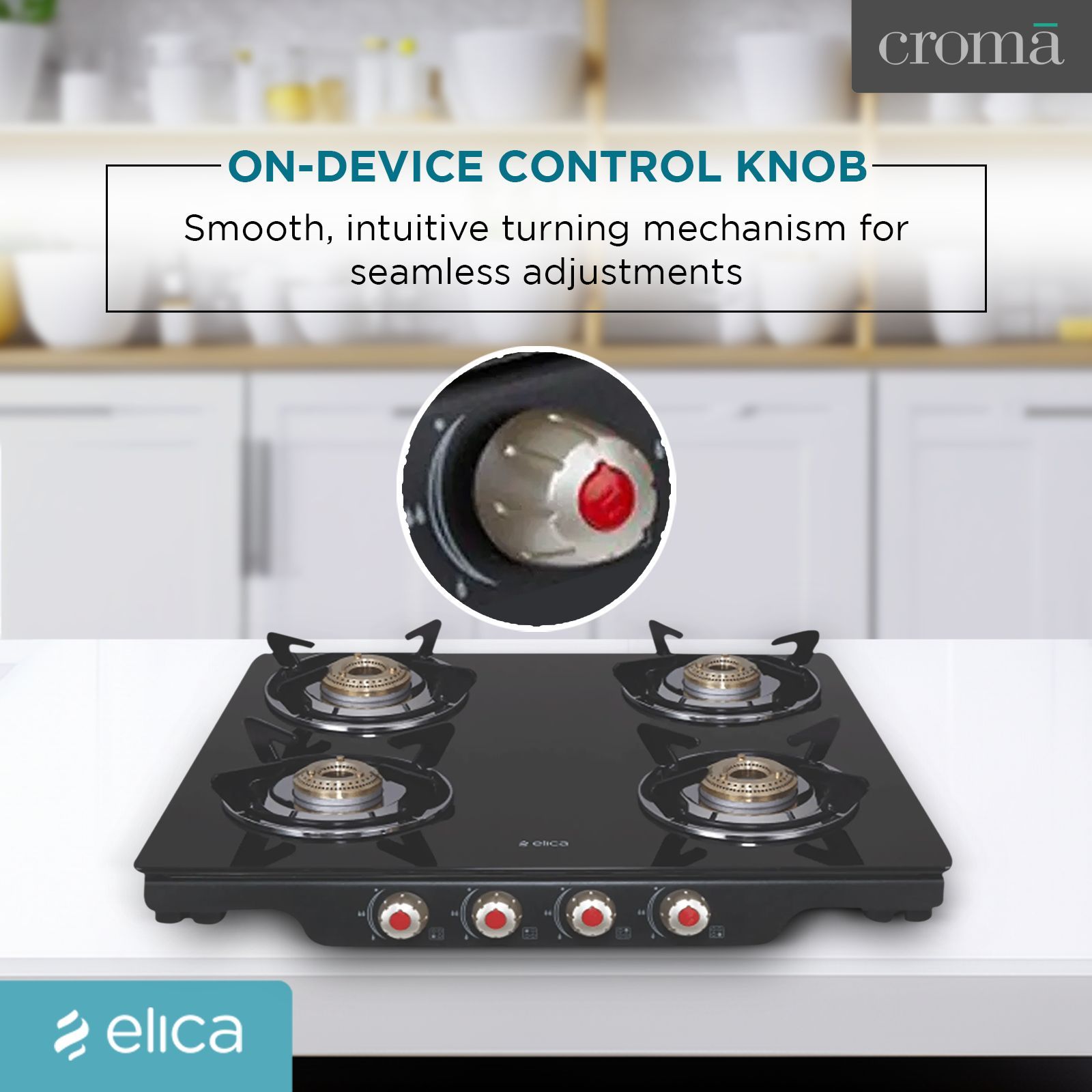 Elica Patio ICT 460 BK DT AI SE Toughened Glass Top 4 Burner Automatic Gas Stove (Heavy Duty, Black)_11