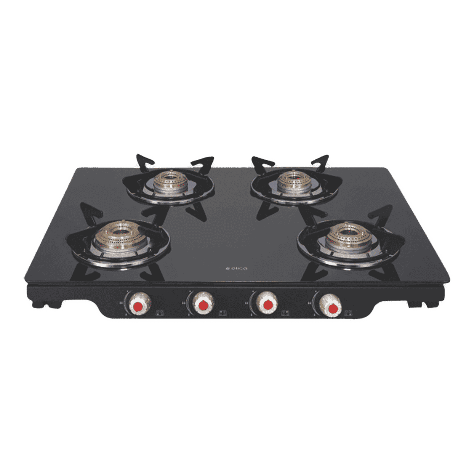Elica Patio ICT DT 469 BLK S Glass Top 4 Burner Automatic Electric Gas Stove (Round Euro Coated Grid, Black)_1