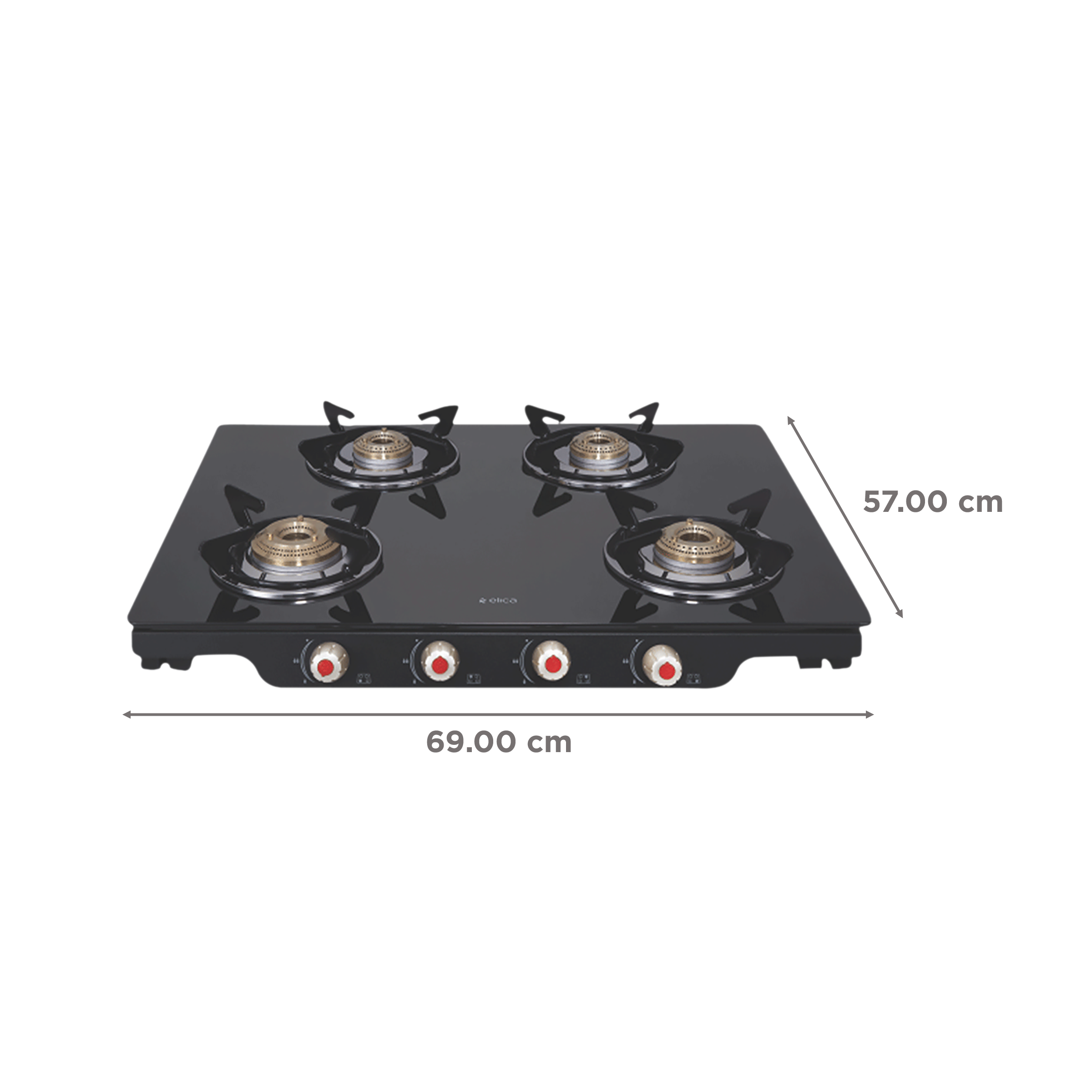 Elica Patio ICT DT 469 BLK S Glass Top 4 Burner Automatic Electric Gas Stove (Round Euro Coated Grid, Black)_2