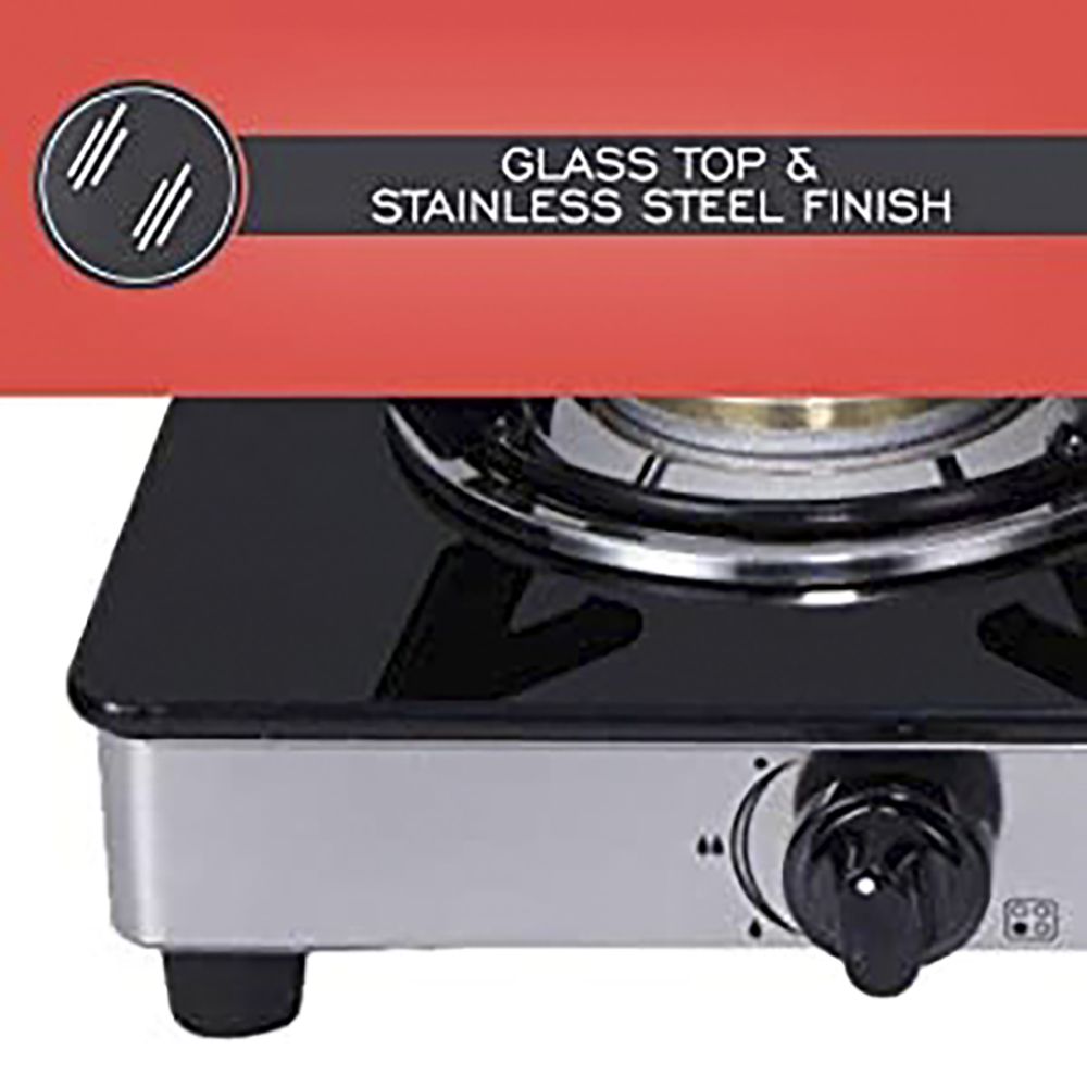 Elica 594 CT DT VETRO 1J Toughened Glass Top 4 Burner Manual Gas Stove (Round Euro Coated Grid, Black)_7