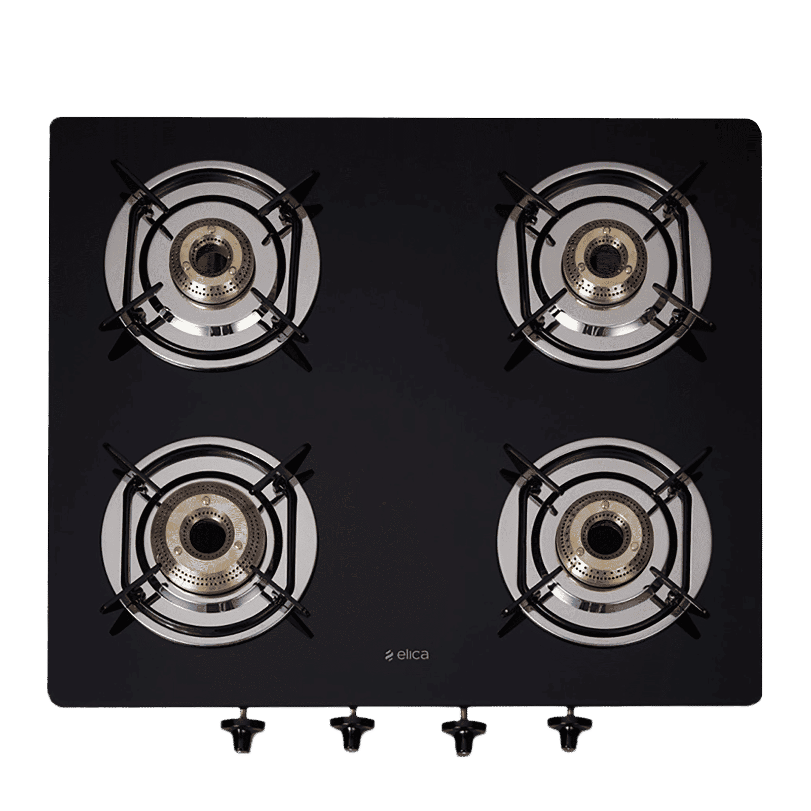 Elica 594 CT DT VETRO 1J Toughened Glass Top 4 Burner Manual Gas Stove (Round Euro Coated Grid, Black)_4
