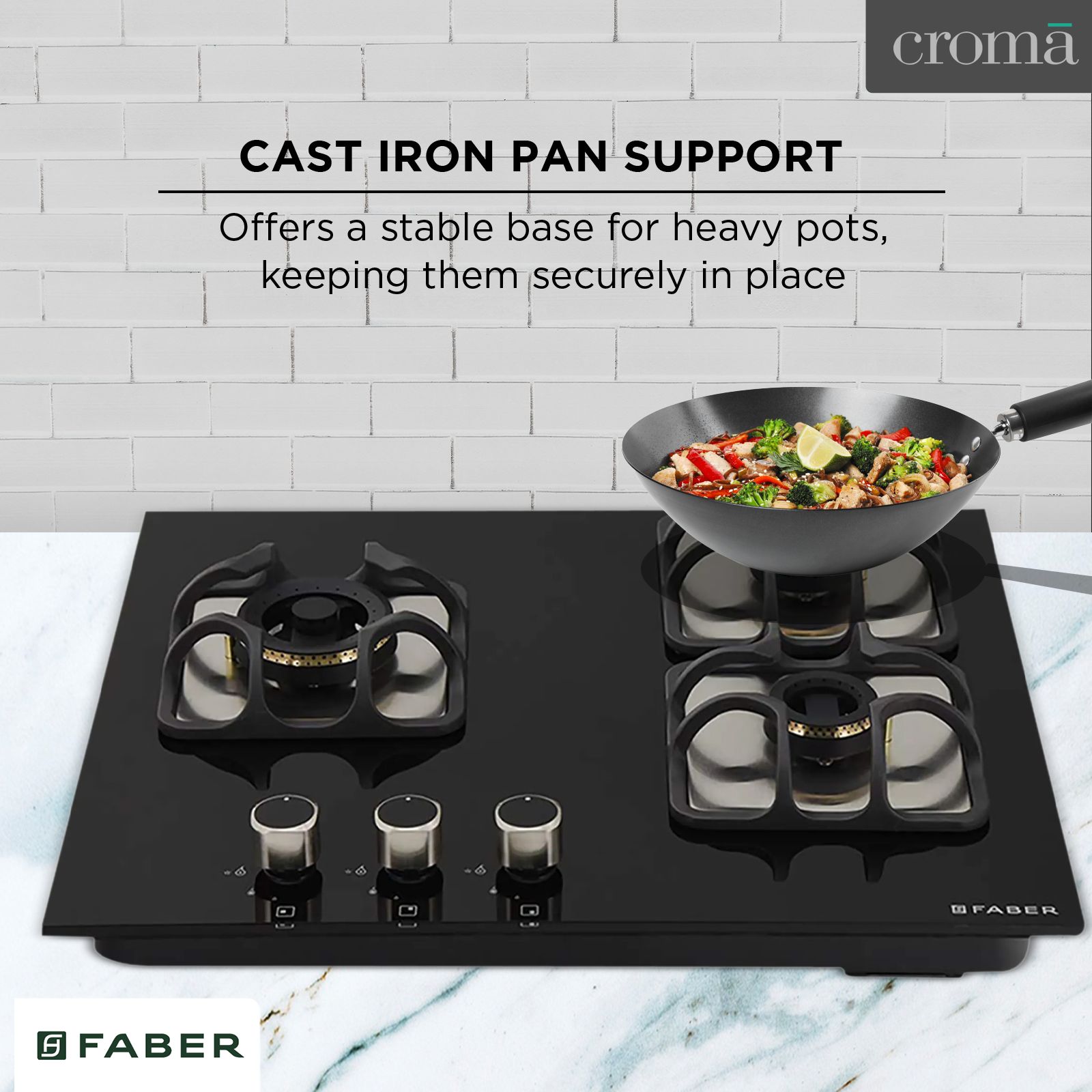 Faber Imperia 603 BRB CI BK Toughened Glass Top 3 Burner Automatic Hob (High Quality Knob, Black)_14