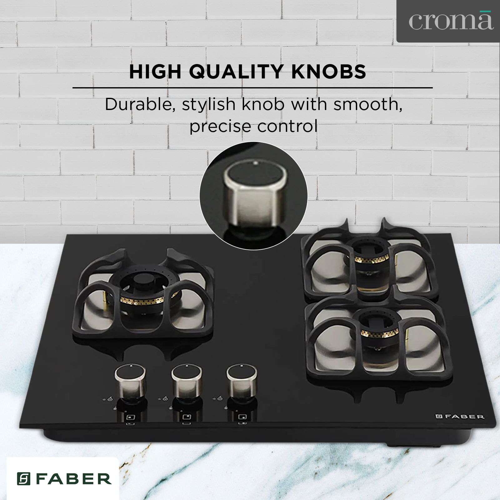 Faber Imperia 603 BRB CI BK Toughened Glass Top 3 Burner Automatic Hob (High Quality Knob, Black)_15