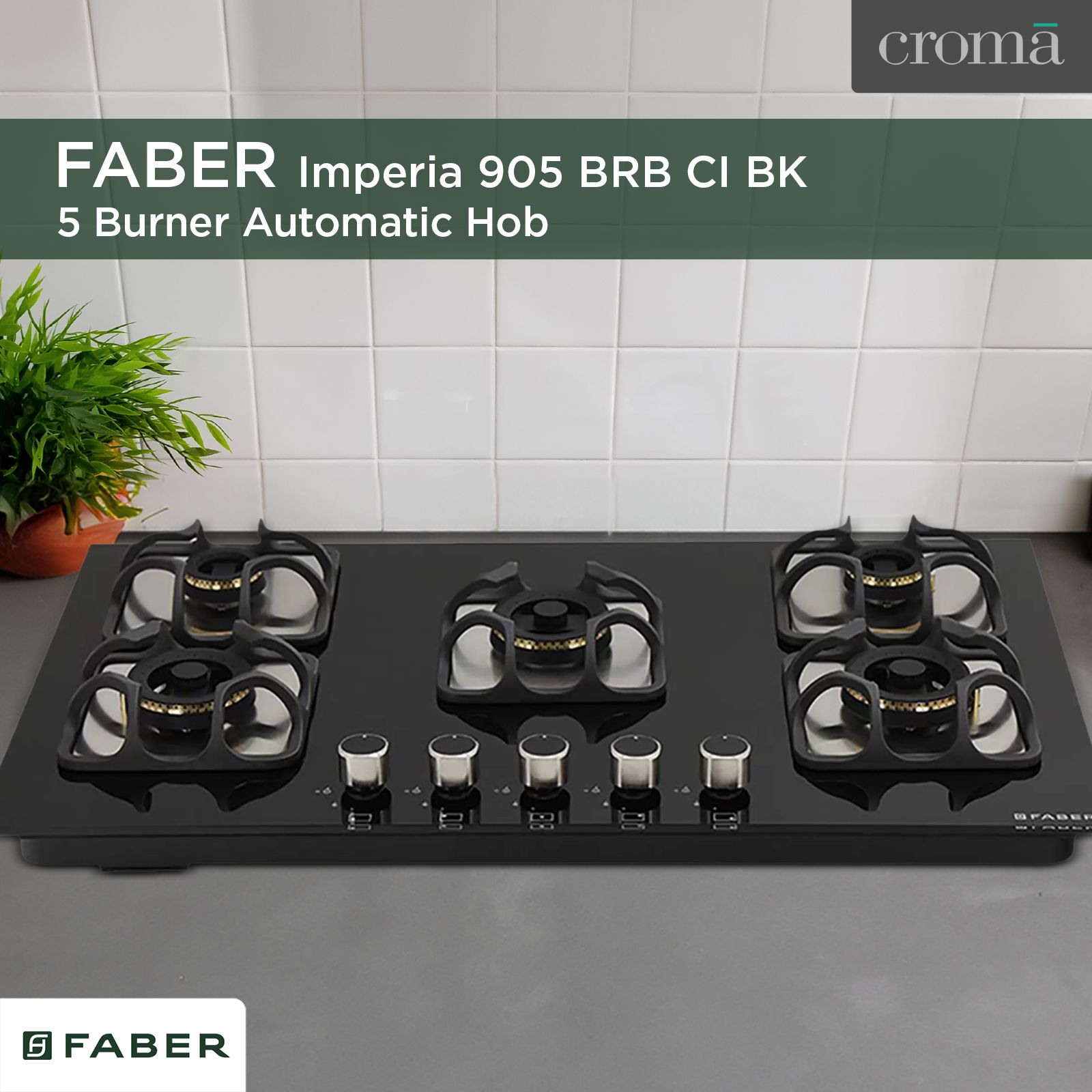 Faber Imperia 905 BRB CI BK Toughened Glass Top 5 Burner Automatic Hob (High Quality Knob, Black) Faber Imperia 905 BRB CI BK Toughened Glass Top 5 Burner Automatic Hob (High Quality Knob, Black)_9