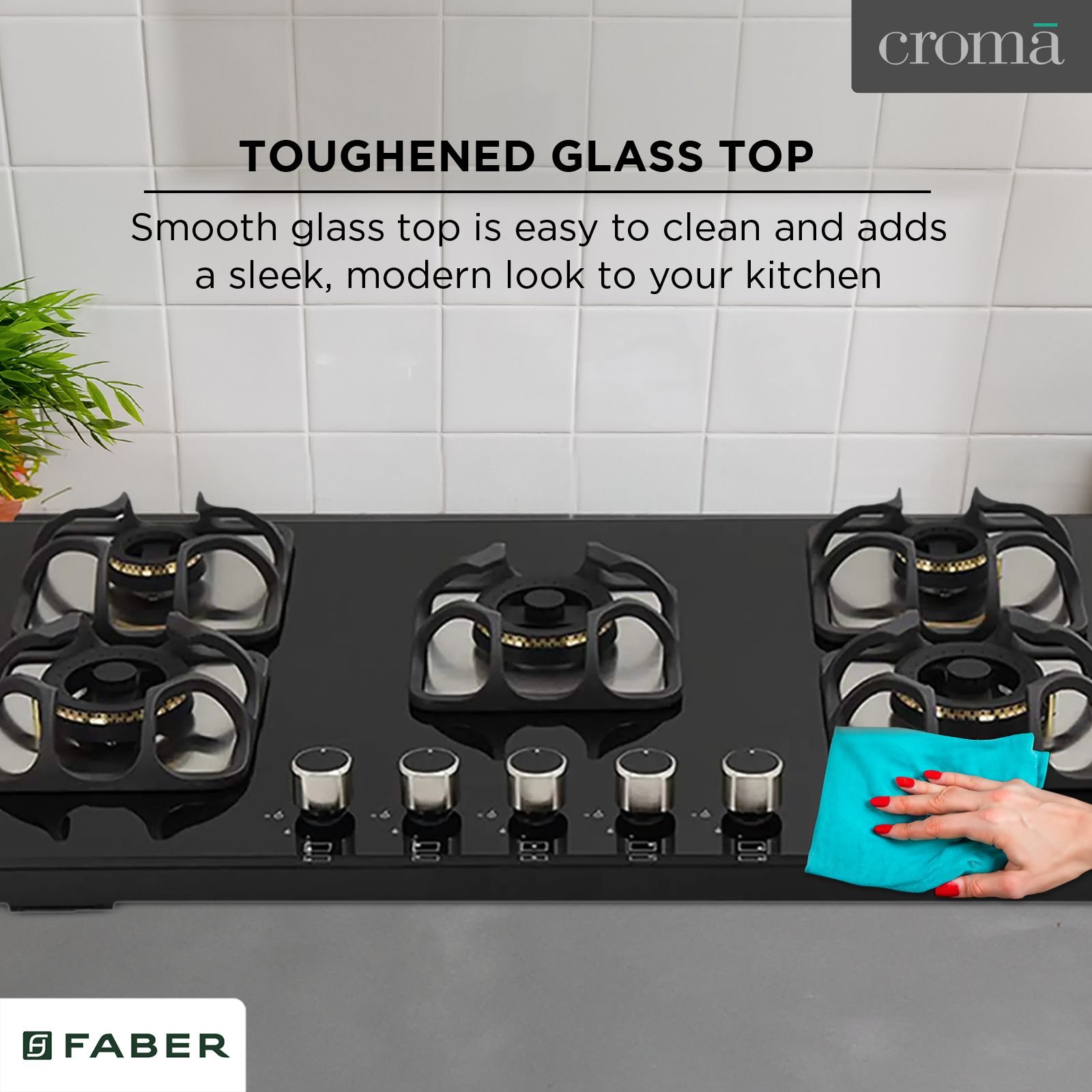 Faber Imperia 905 BRB CI BK Toughened Glass Top 5 Burner Automatic Hob (High Quality Knob, Black) Faber Imperia 905 BRB CI BK Toughened Glass Top 5 Burner Automatic Hob (High Quality Knob, Black)_11