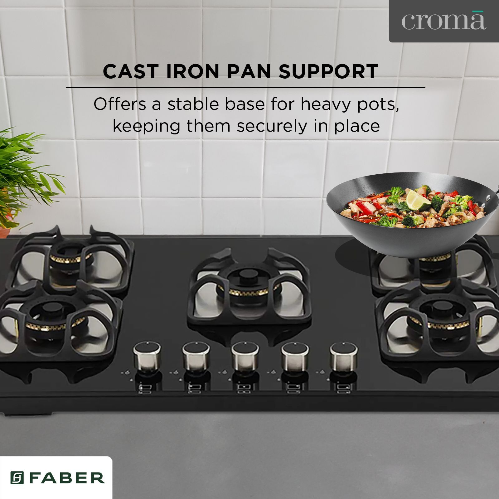 Faber Imperia 905 BRB CI BK Toughened Glass Top 5 Burner Automatic Hob (High Quality Knob, Black) Faber Imperia 905 BRB CI BK Toughened Glass Top 5 Burner Automatic Hob (High Quality Knob, Black)_12