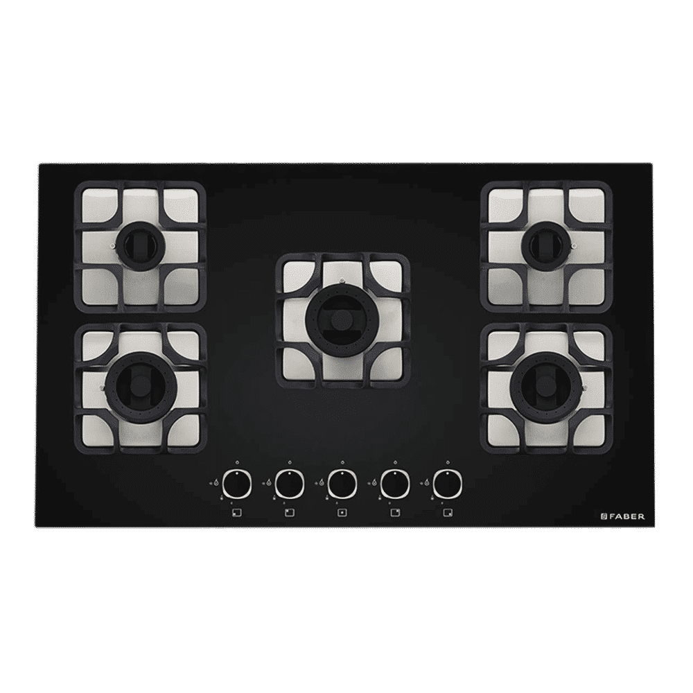 Faber Imperia 905 BRB CI BK Toughened Glass Top 5 Burner Automatic Hob (High Quality Knob, Black) Faber Imperia 905 BRB CI BK Toughened Glass Top 5 Burner Automatic Hob (High Quality Knob, Black)_4