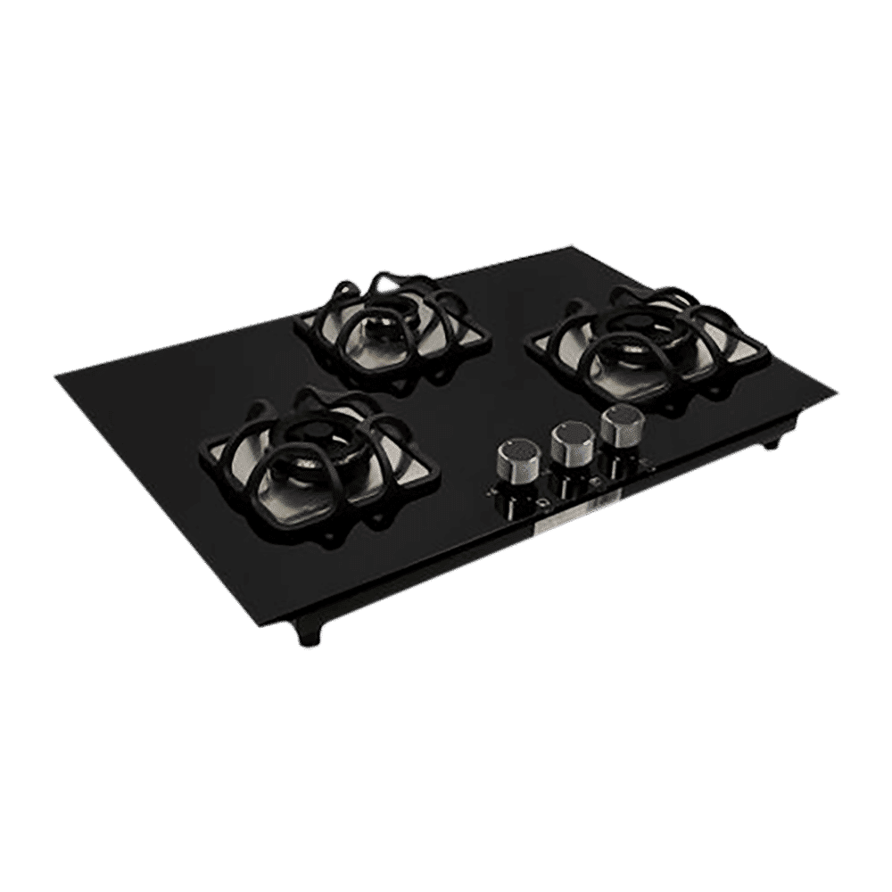 Faber Imperia Plus 783 BRB CI BK Toughened Glass Top 3 Burner Automatic Hob (High Quality Knob, Black)_1