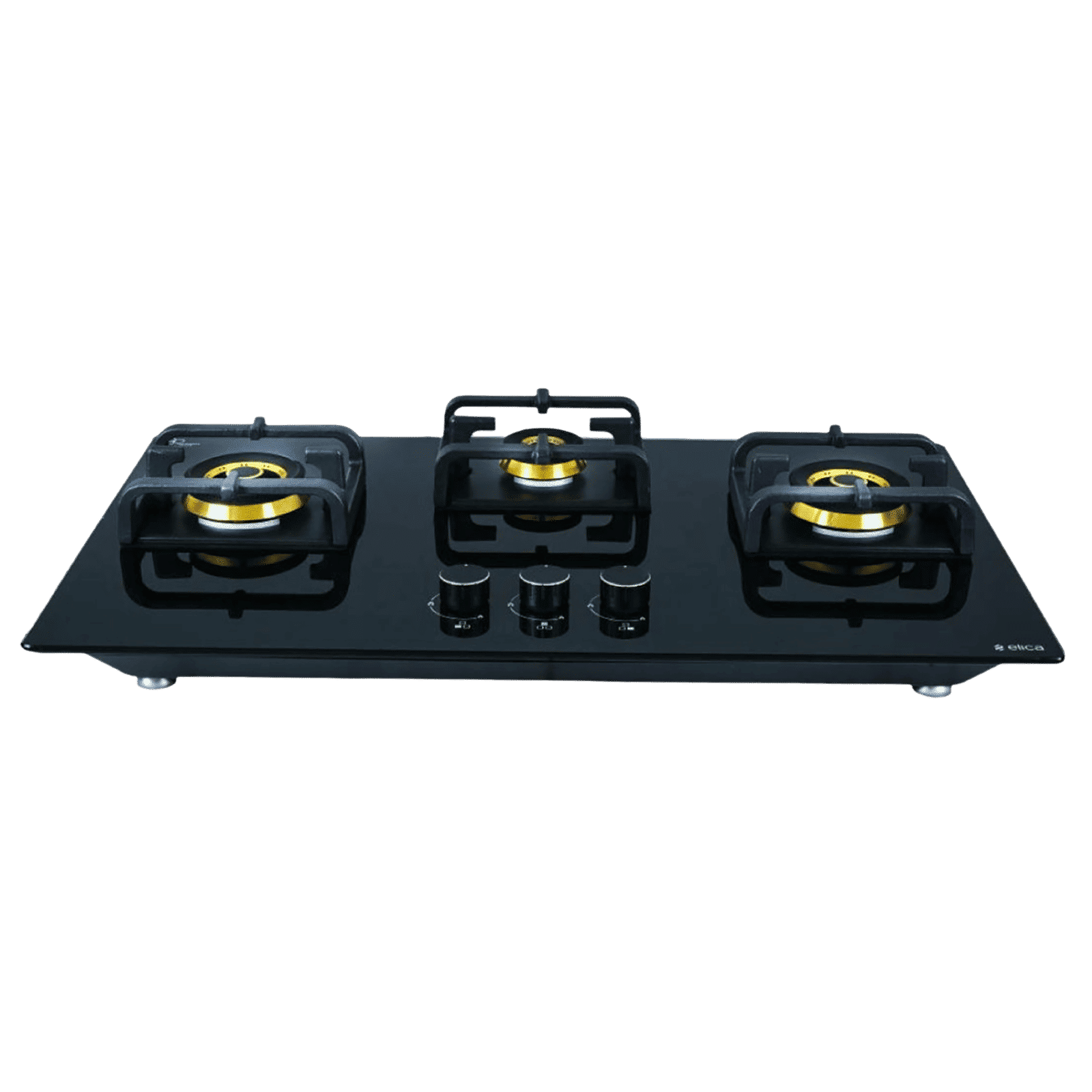 Elica Flexi Pro FB 3B 75 MT DX Glass Top 3 Burner Automatic Electric Hob (Round Metallic Knob, Black)_1